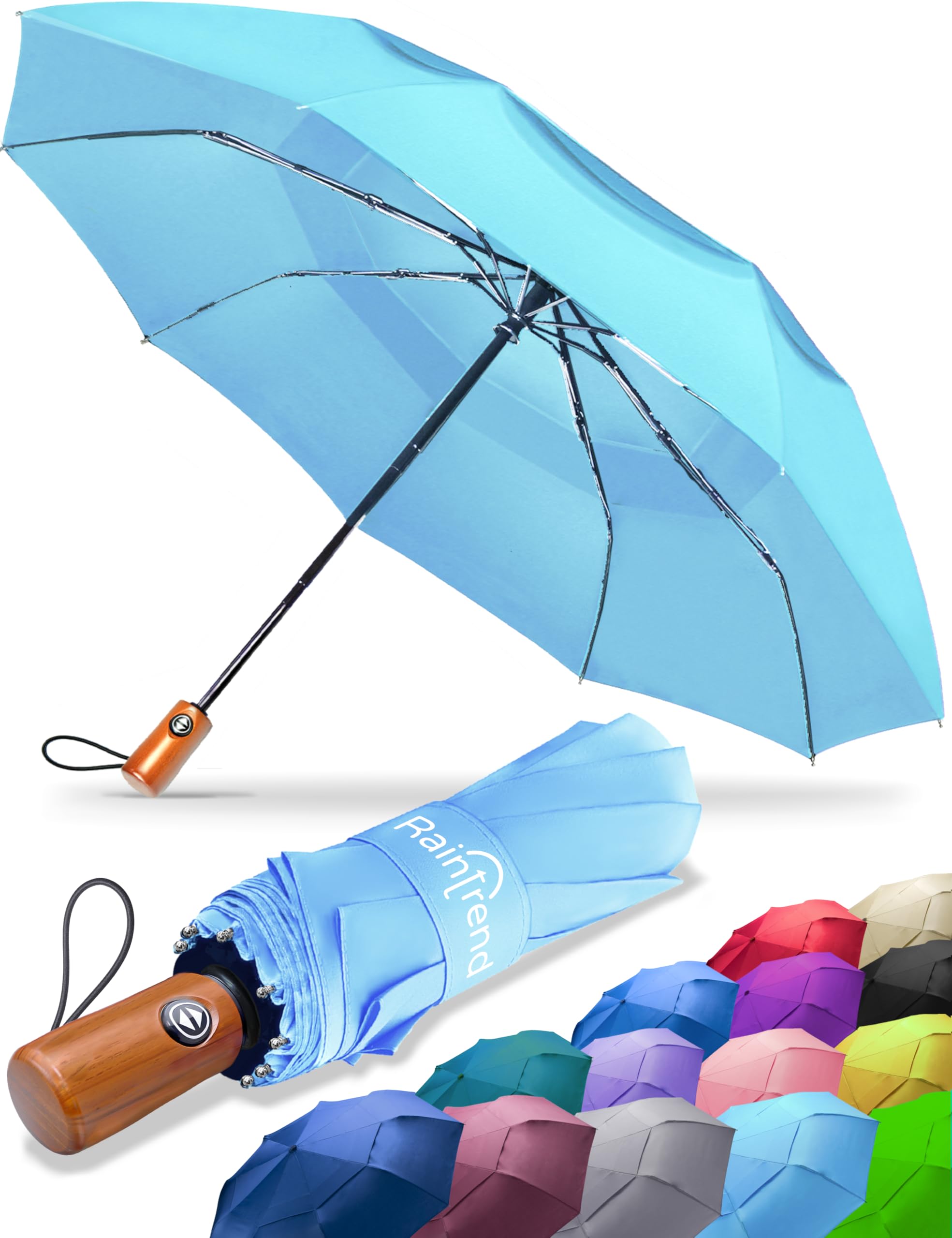 Ombrello Antivento Grande E Resistente: Pieghevole Automatico, Doppio Strato, Perfetto Per La Pioggia E Il Golf, Elegante Regalo Per Donna