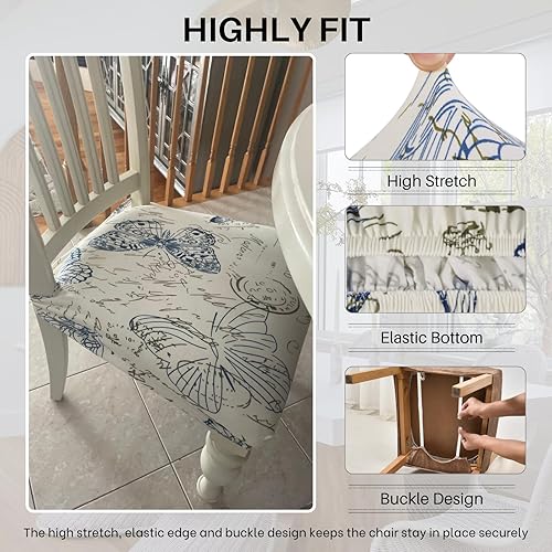 Miniatura 2 de SearchI Juego de 6 fundas de asiento elásticas para sillas de comedor, suaves, extraíbles y lavables, para sillas de comedor, fundas protectoras de