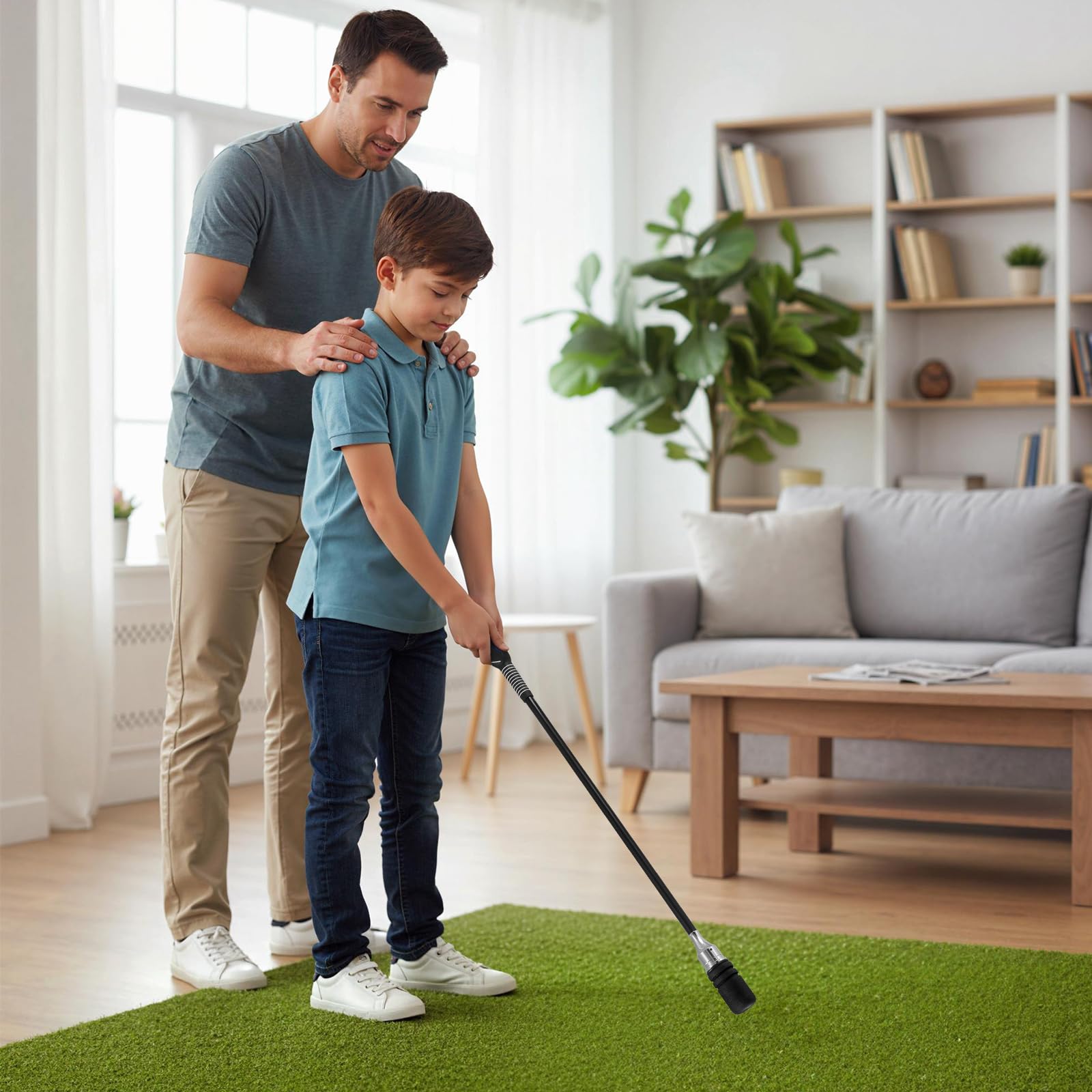 LIFEZEAL Entraîneur de Golf avec Poids, Outil d'Échauffement pour Amélioration du Swing et Précision avec Son, Outil d'Entraînement pour Équilibre et Force