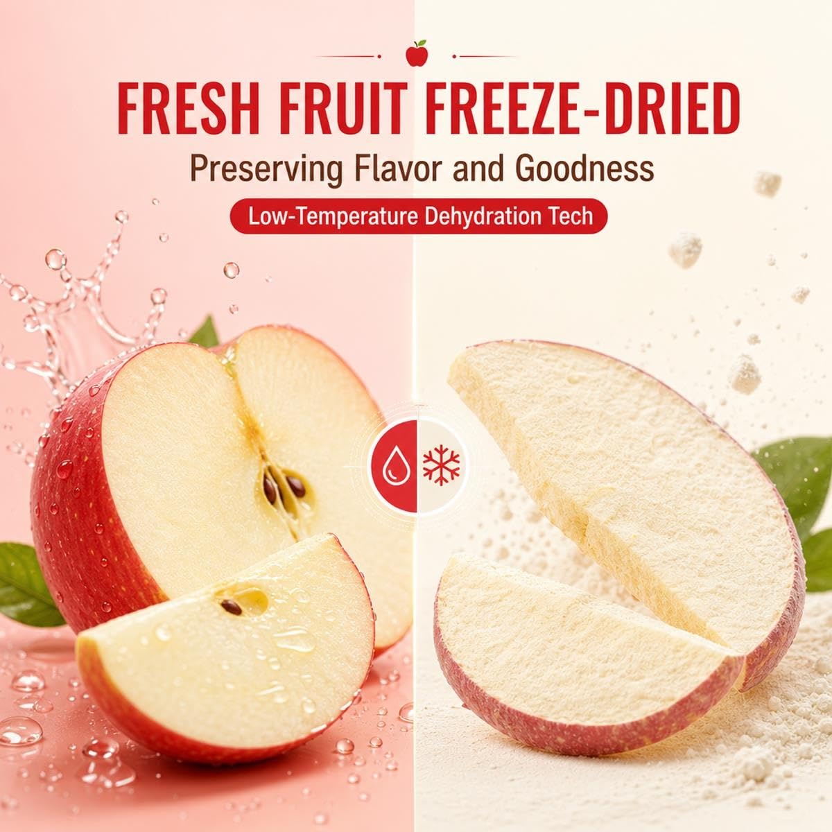 Rodajas de Manzana Liofilizada,Corte Grueso,Snack Crujiente,500g
