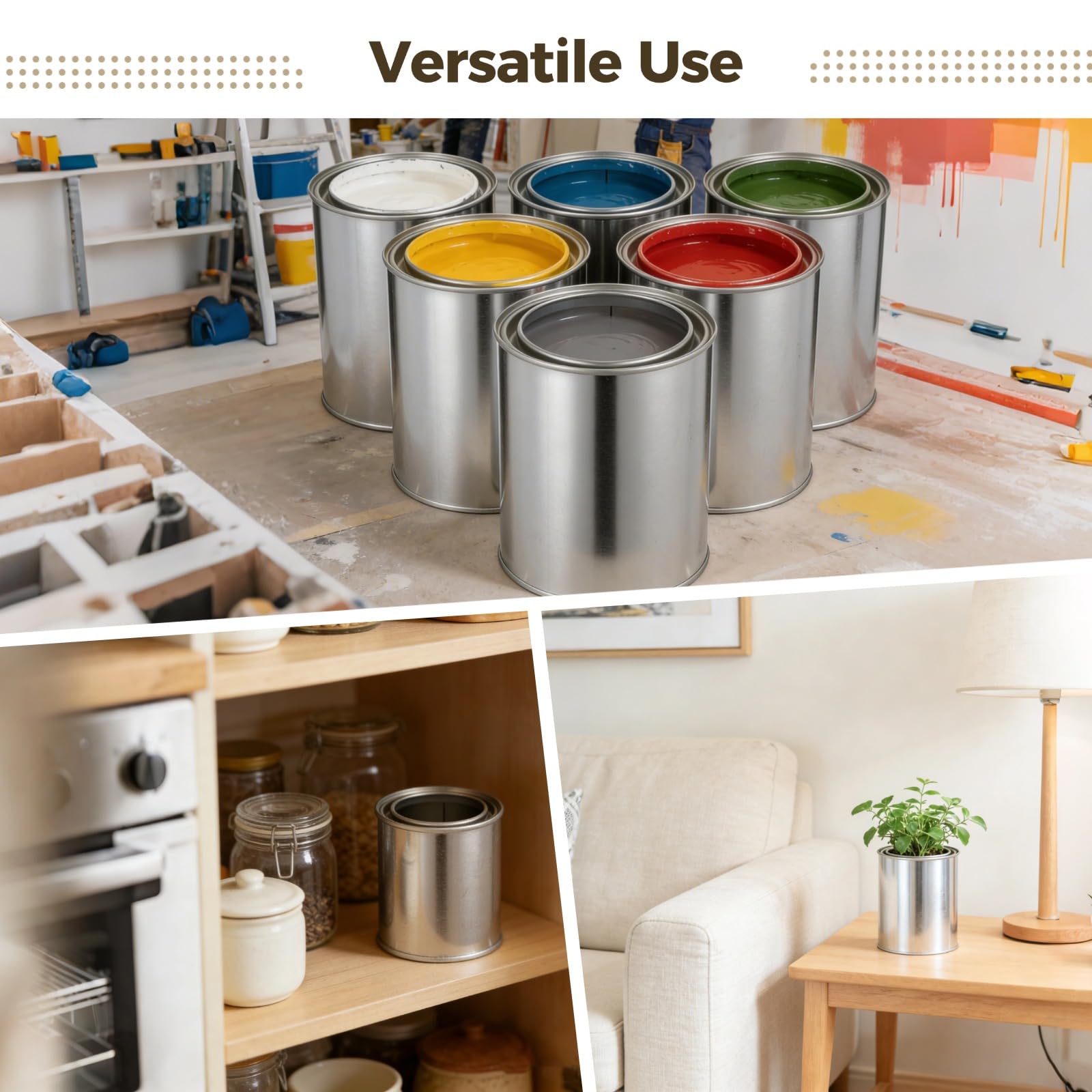 12 latas de pintura vacías con tapas y abrelatas, recipientes de almacenamiento de pintura de metal de hojalata de 1 cuarto de galón para pinturas a base de aceite, manualidades, mezcla de bricolaje