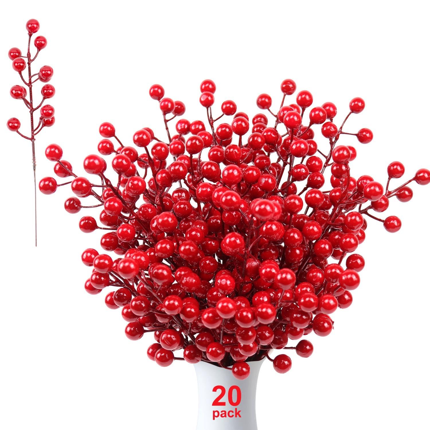 Amazon.de: Feizeisun 20 Stck Knstliche Rote Beeren, 26cm Holly Zweige  Picks fr Weihnachtsbaum Dekoration, Ideal fr Dekoration und Kunsthandwerk