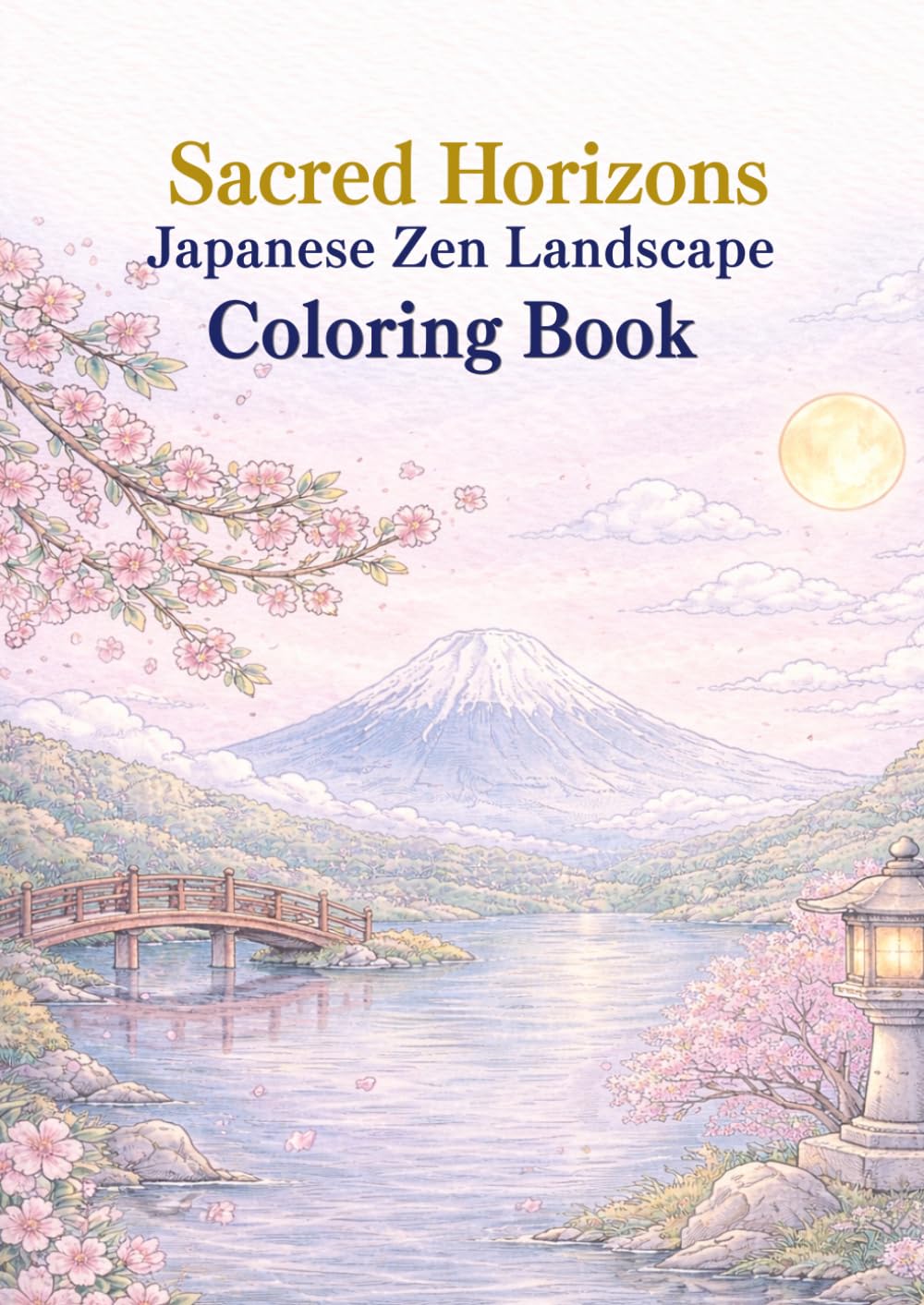 Sacred Horizons: Japanese Zen Landscape Coloring Book for Adults: Calming & Cozy Designs for Stress Relief, Relaxation and Mindful Coloring