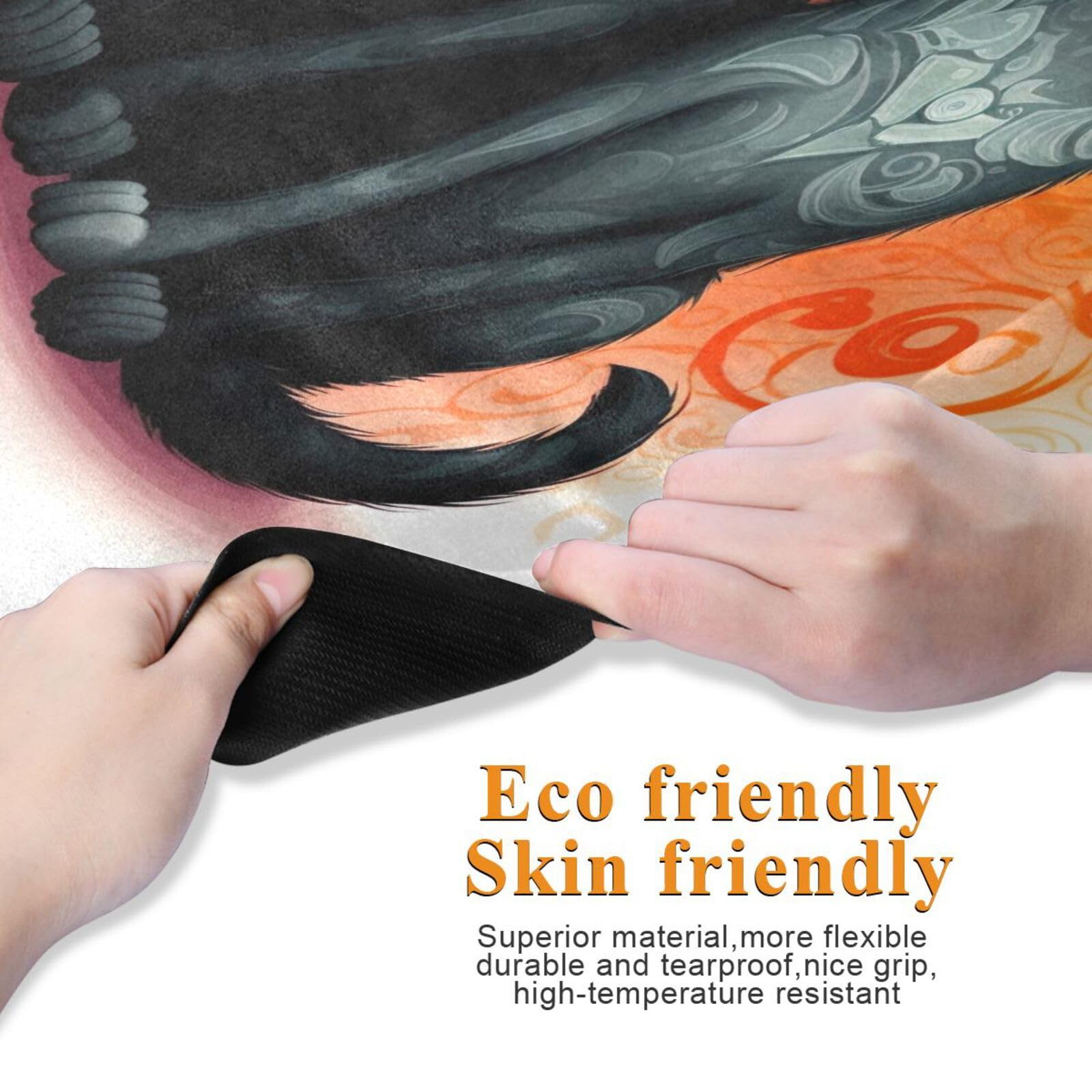 FLildon Two Cats Black Grey Yoga Mat Thick Non Slip Yoga Mat Workout Mat for Men Women, Exercise & Exercise Mat for Home Gym, Yoga, Pilates, Stretching, and Floor