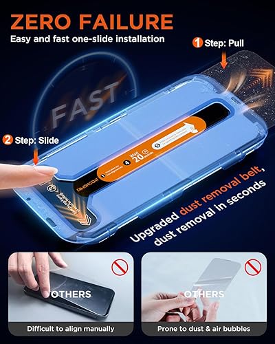 Miniatura 2 de DIMONCOAT Paquete de 4 protectores de pantalla para iPhone 14 Pro protección militar 10X marco de fácil instalación compatible con iPhone 14 Pro de