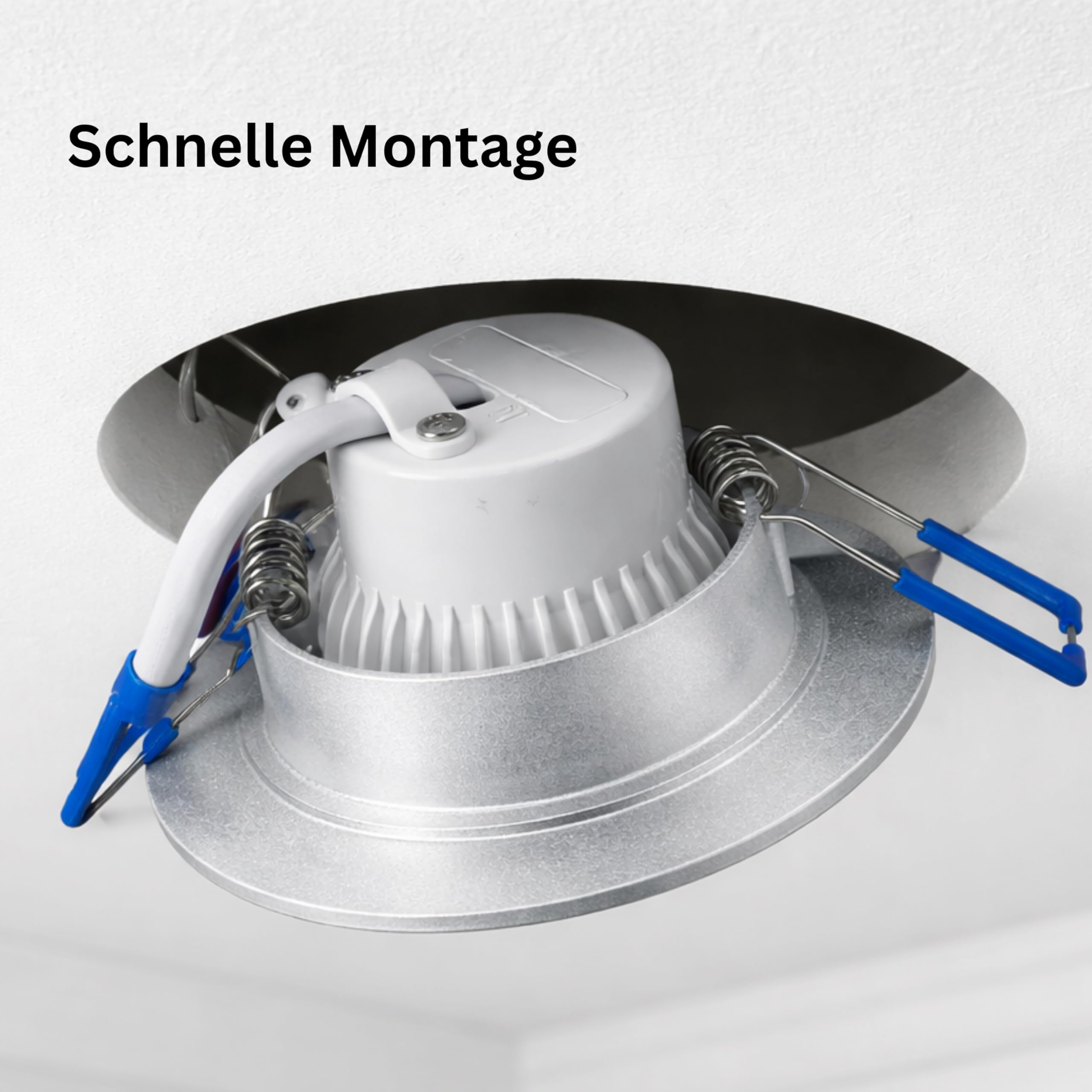 LED Einbaustrahler 230V Flach IP44 Edelstahlgebürstete Einbauspots Badezimmer- Energiesparende warmweiße Einbauleuchten - 5W (4er Set 4000k neutralweiß)
