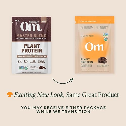 Miniatura 9 de Om Mushroom Superfood Master Blend Proteína en polvo a base de plantas, 18.27 onzas, 14 porciones, proteína cremosa de vainilla con complejo de 10
