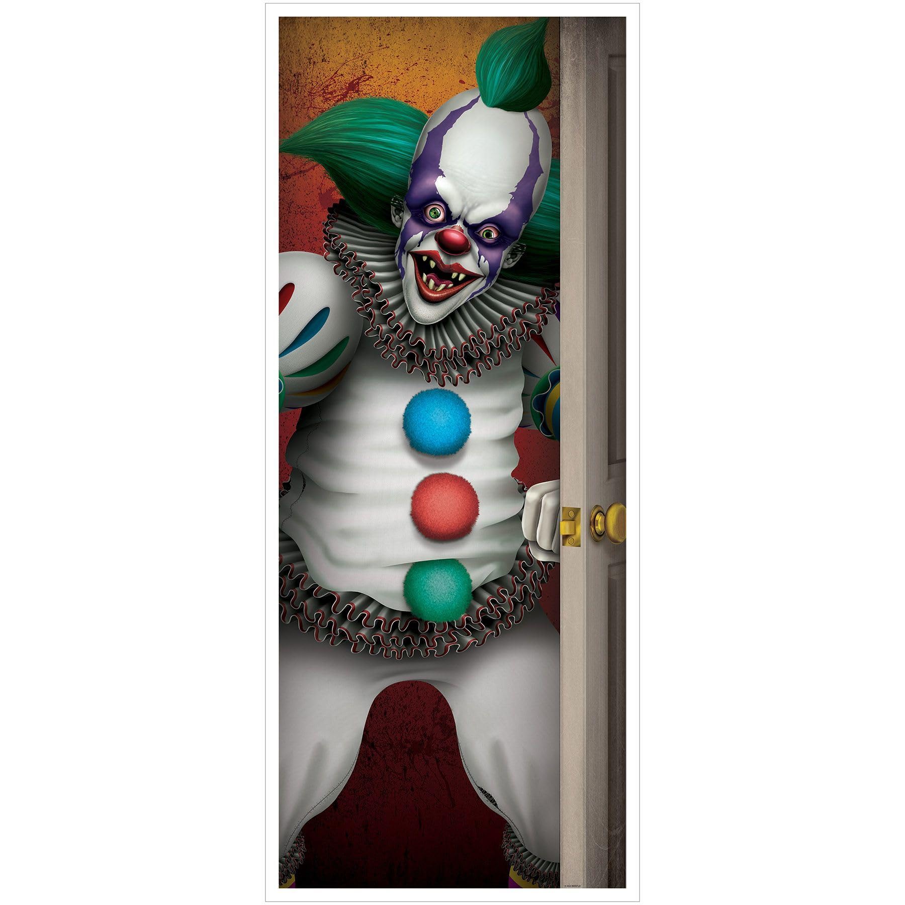 Creepy Clown Door Cover Halloween Party Decoration 76cm x 183cm