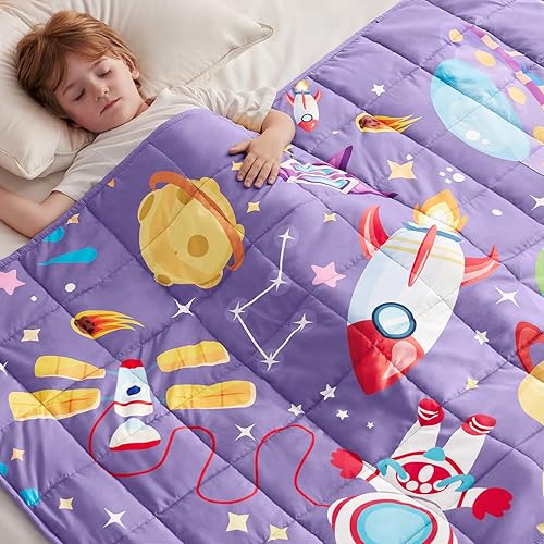 Miniatura 23 de anfie Manta con peso para niños (36"x48" 5 libras), manta con peso de enfriamiento para dormir, manta transpirable tamaño throw con cuentas de Gris