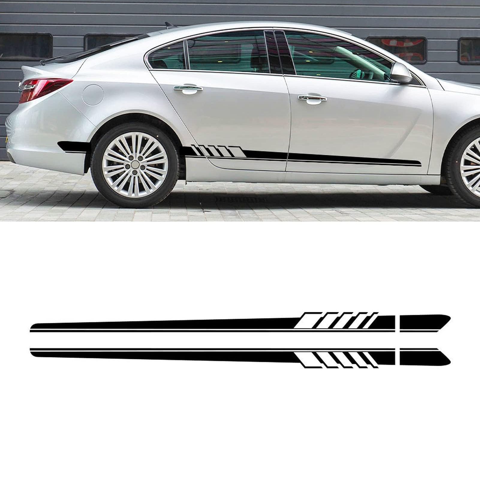 LzDQF Car Side Skirt Stickers stripe decal Decals,For Opel Astra Corsa Insignia Mokka OPC Vectra Car Door Side Skirt Sticker Auto Body Decor Decals.,Black