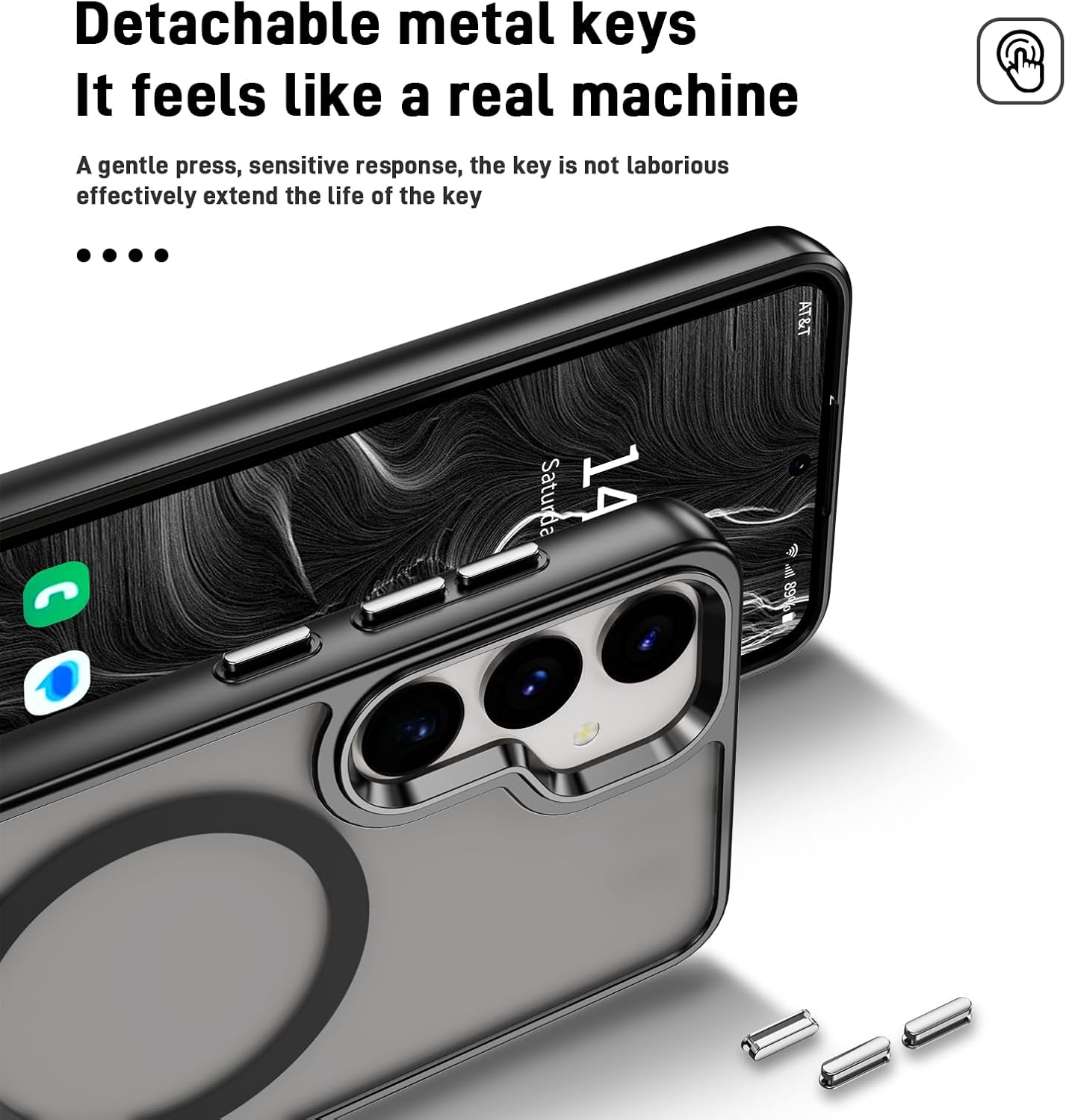 Magnetic Shockproof for Samsung Galaxy S25 Plus Case, [Glass Screen Protector] [Compatible with MagSafe] Matte Translucent Slim for Samsung S25 Plus Case Anti-Fingerprint, Black