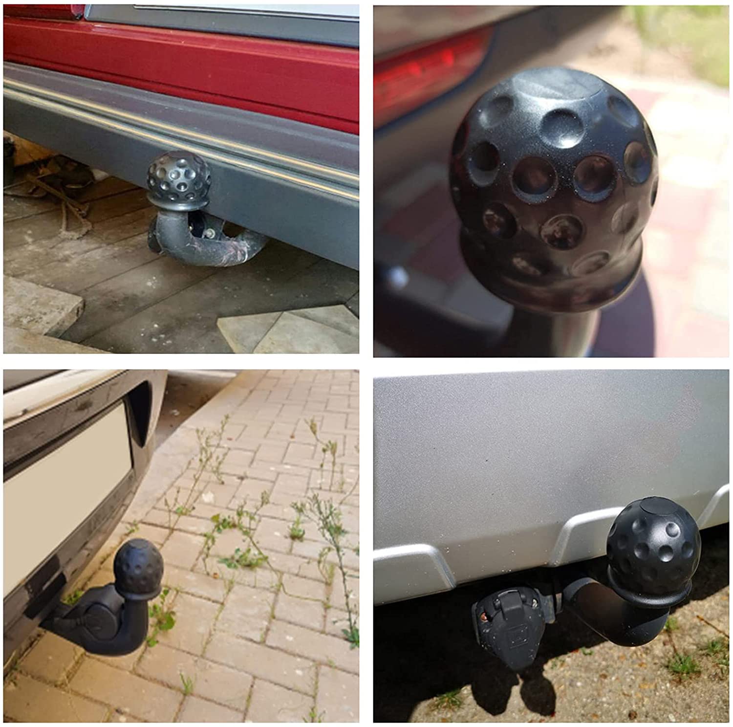 2 Coprigancio Gomma Per Traino A Sfera - Forma Palla Da Golf - Universale Per Ganci Fino A 50mm - Antiruggine - 2