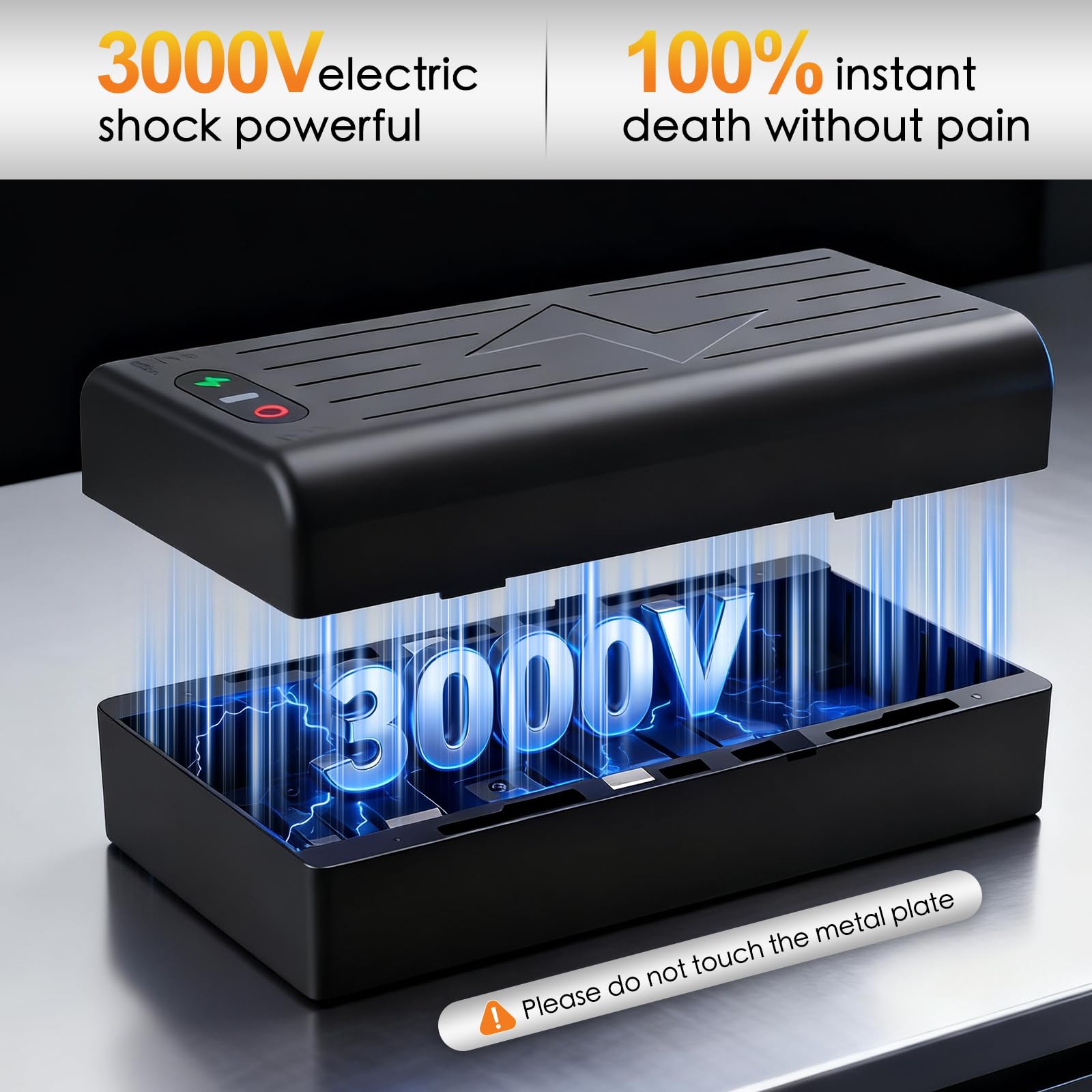 Elektrische Mausefalle, Humane 3000V Hochspannung, Haustiersichere & Wiederverwendbare Rattenfalle für Innenbereich, Vergrößertes Einlassdesign, Effektive Lösung für Mäuse & Ratten in Küche, Haushalt - 3