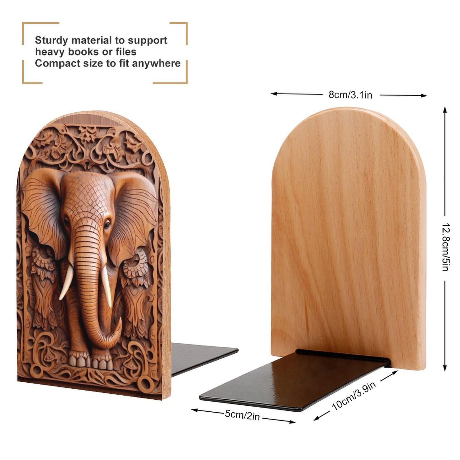 Craighill Cal Bookends - Stylish Book Ends for Shelves, Decorative Book Holder Stand & Organizer for Heavy Duty Books, Solid Metal Construction (Set of Two) - Black