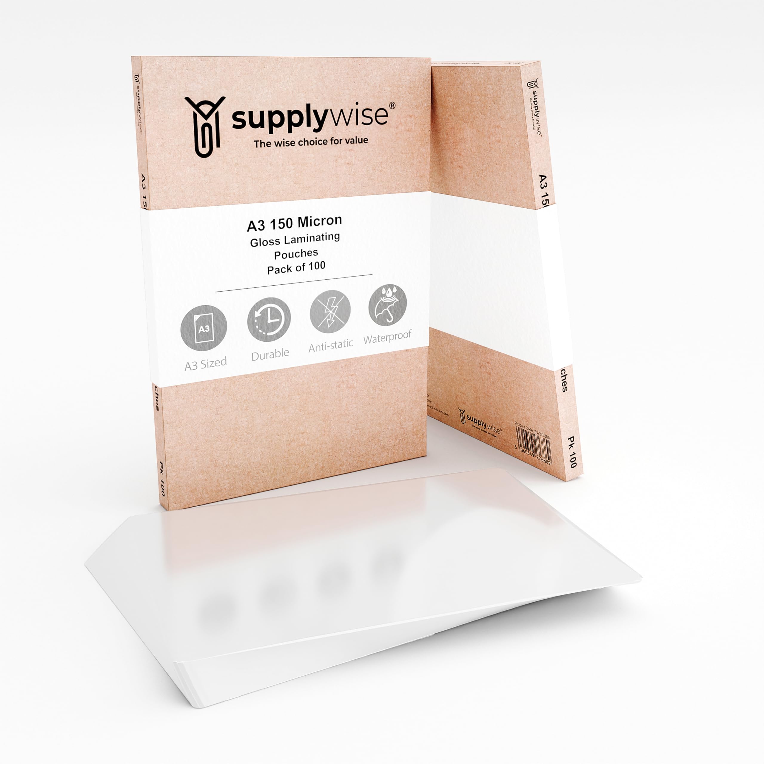 Supplywise A3 Laminating Pouches, 100x Laminating Sheets A3, 150 Micron Transparent Gloss Durable A3 Laminating Pouches, Great for All presentations - Flexible Rigidity for Everyday Use - Image 2