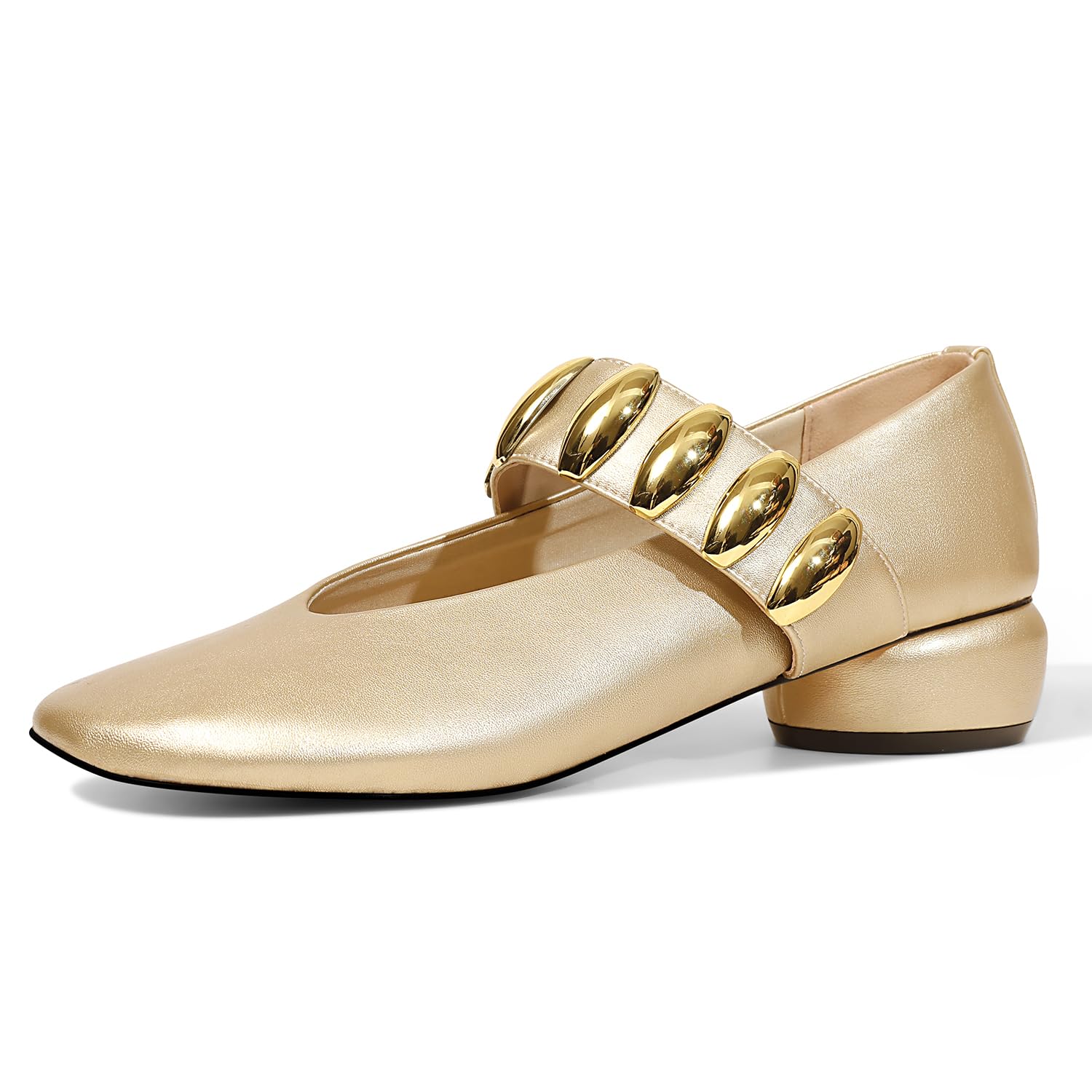 PopModa Mary Janes Dress Shoes for Women Heels Pumps Comfortable Closed Round Toe Chunky Low Heels Work Business Shoes