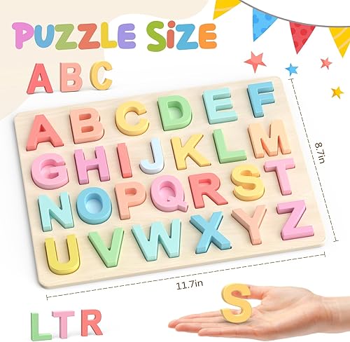 Miniatura 2 de Rompecabezas del alfabeto, rompecabezas con forma de ABC para niños, juguetes educativos para niños pequeños, actividades de aprendizaje preescolar,