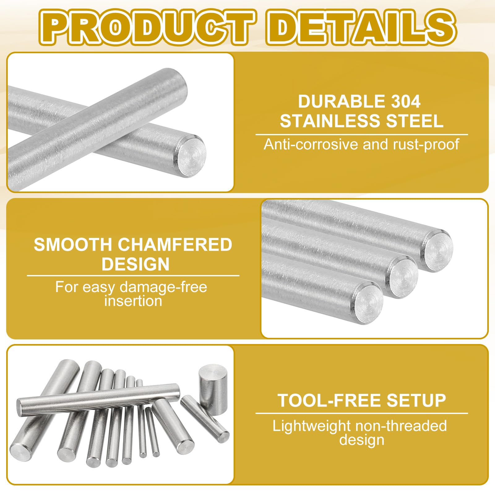 PATIKIL 8mm x 100mm Dowel Pin Stainless Steel - Image 3