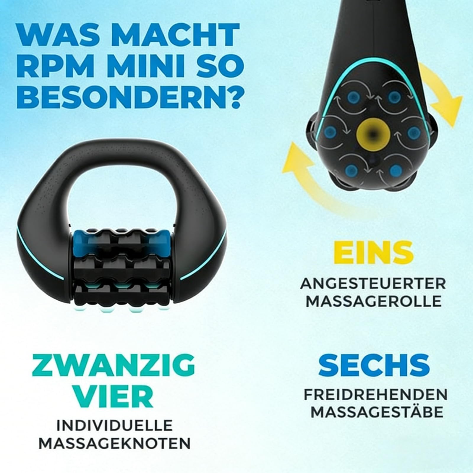 2026 Marvixor Massageroller, Marvixor Sculptroll, Elektrisches Handmassagegerät mit Rollen, Massageroller Elektrisch für Muskelentspannung, 3 Intensitätsstufen & 24 Massageknöpfen(1 Stück)