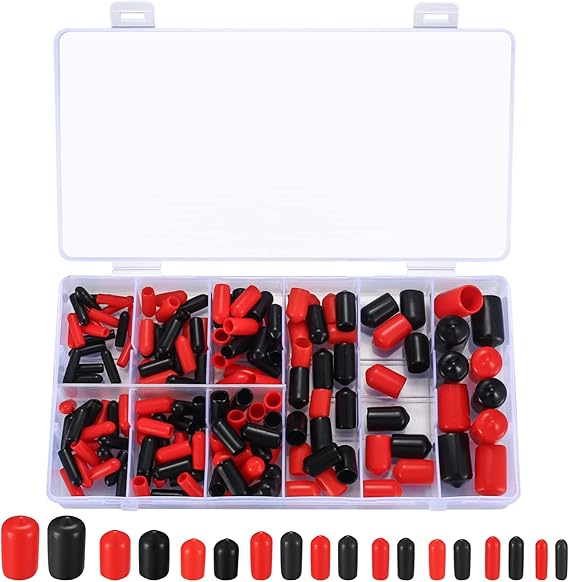 160 Pcs Rubber End Caps, Round Flexible Screw End Caps Assortment Kit