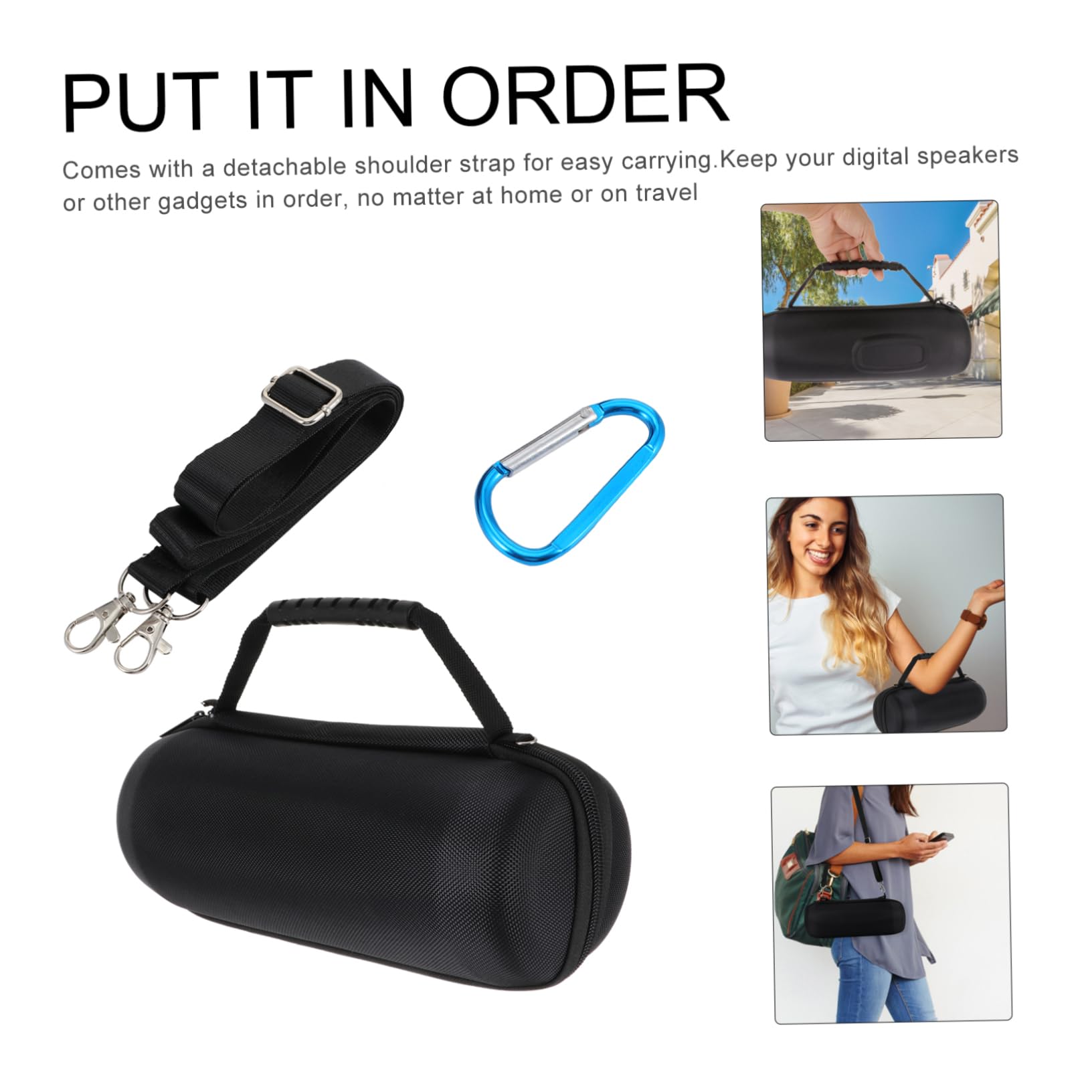 Mipcase 1set Pulse4 Storage Bag Travel Case Speakers Cable Headphone Case Portable Charge Go Suitcases Travel Case Oxford Cloth Black