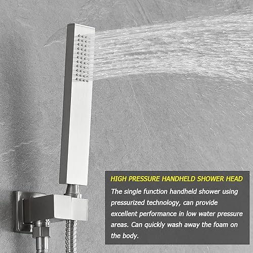 Miniatura 5 de Sistema de ducha de níquel cepillado, baño de latón, mezclador de lluvia de lujo, conjunto combinado de ducha montado en la pared, sistema de