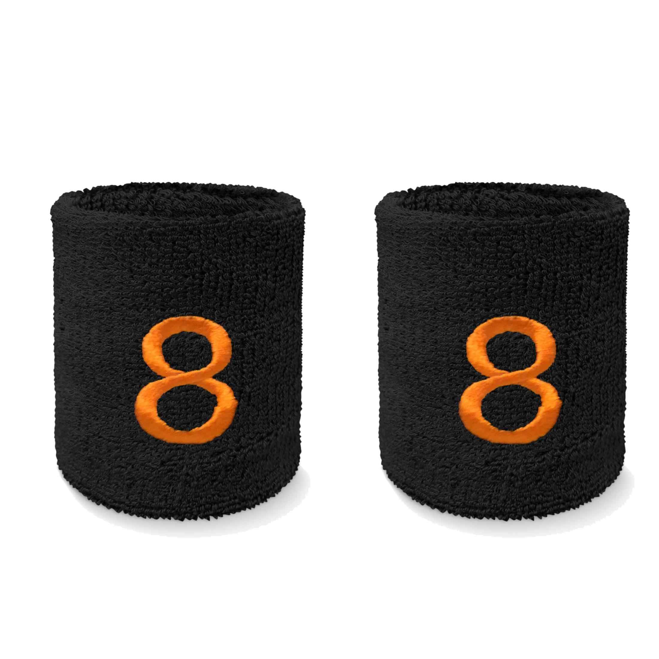 Couver Women Black Number 8 Sports/Athletic Terry Cloth Sweat Wristband, 1 Pair