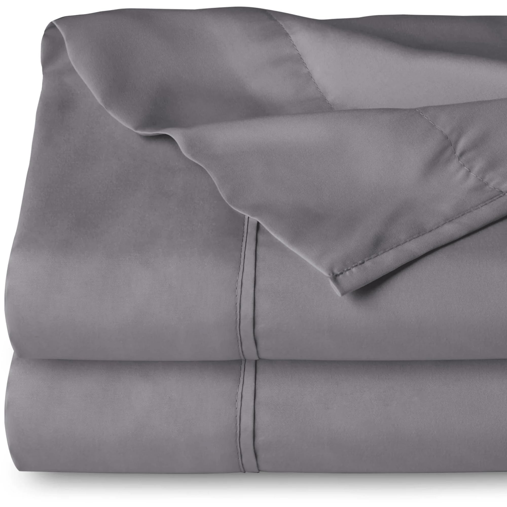 Yorkshire Bedding Grey Double Flat Sheet 2 Pack 100% Egyptian Cotton 200 Thread Count Hotel Quality Bed Sheets