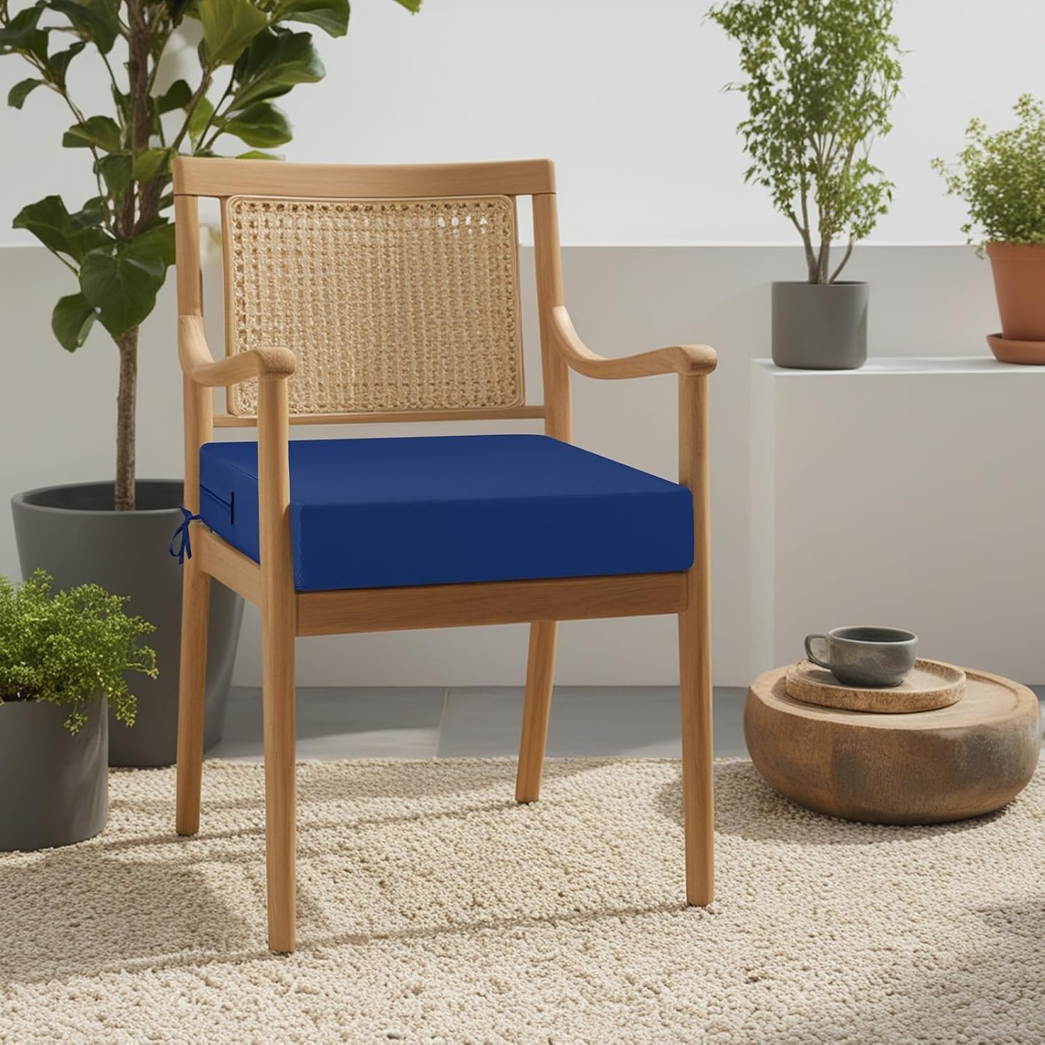 uyeoco Cuscino Della Sedia da Pranzo/Cucina/Giardino/Esterno, Quadrato, 40x40/45x45/50x50, Cuscino Da Divano, Impermeabile Cuscino Per Seduta, Copertura Rimovibile(Beige,50x50x8cm)