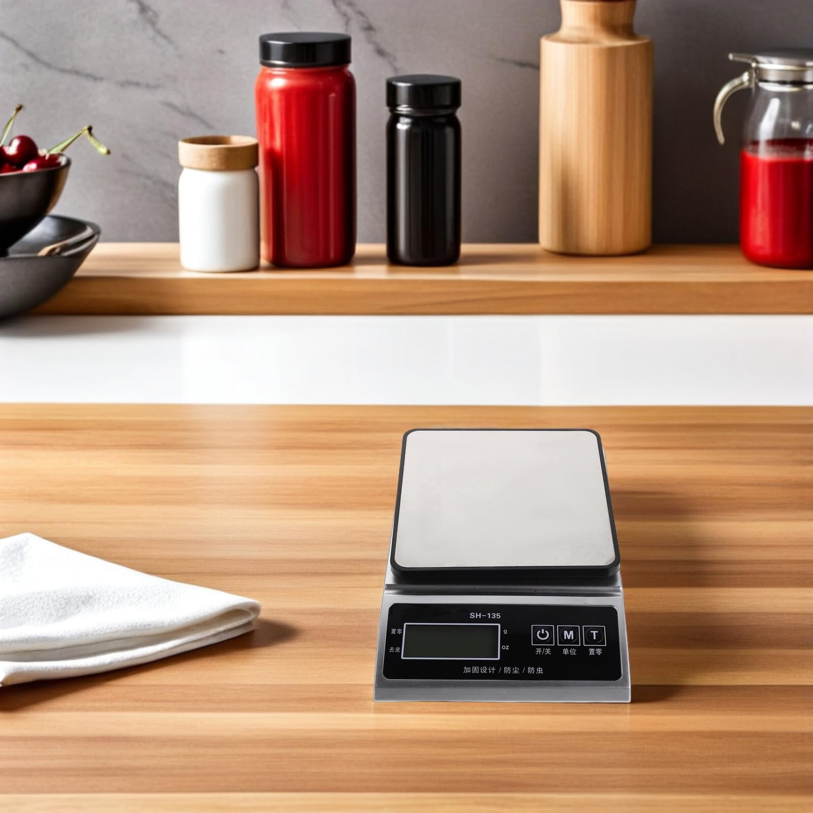 SHINEOFI Báscula de Cocina Digital de Alta Precisión 3 Kg Superficie de Acero Inoxidable Mini Báscula Electrónica Portátil para Hornear y Pesar Alimentos sin Batería Modelo 400A