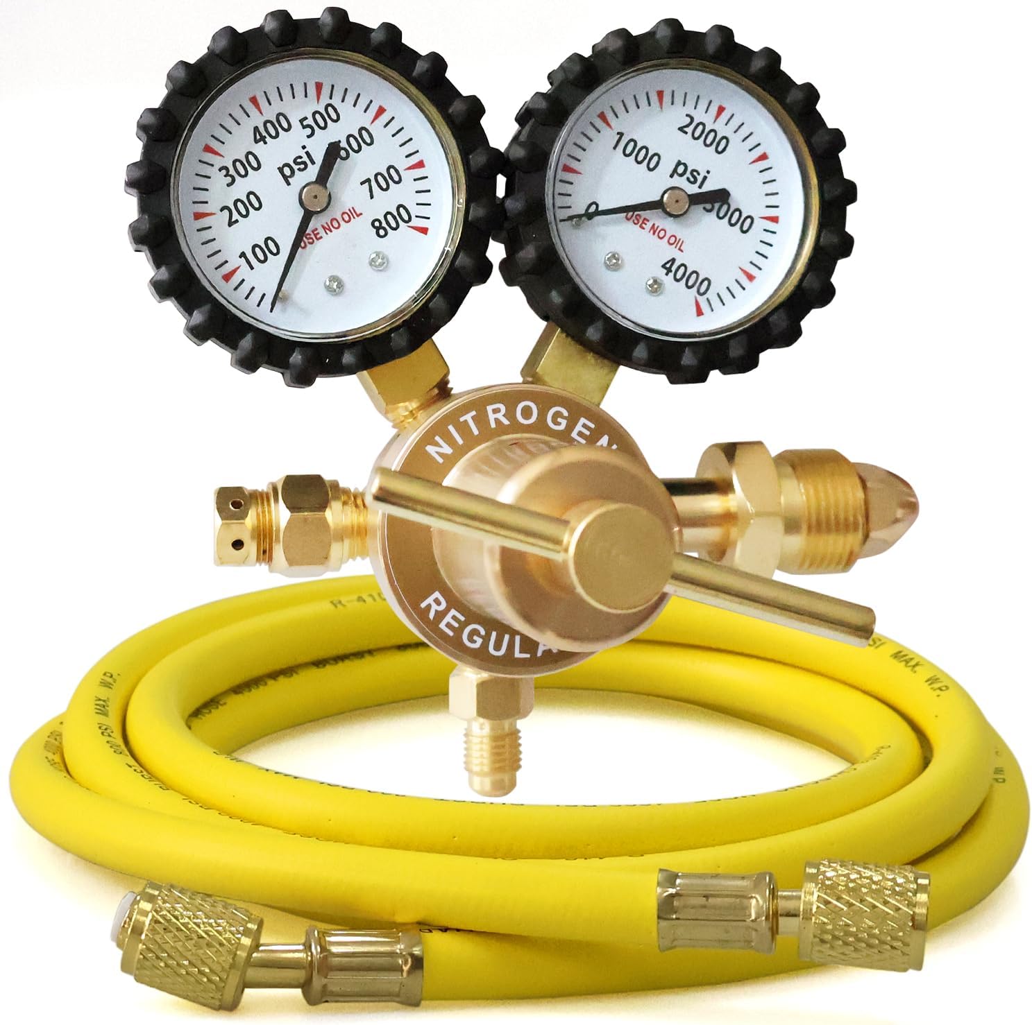 Nitrogen Regulator with 6.6Ft Hose, 0-800 PSI Outlet Pressure, CGA580 Inlet and 1/4'' Male Flare Fitting