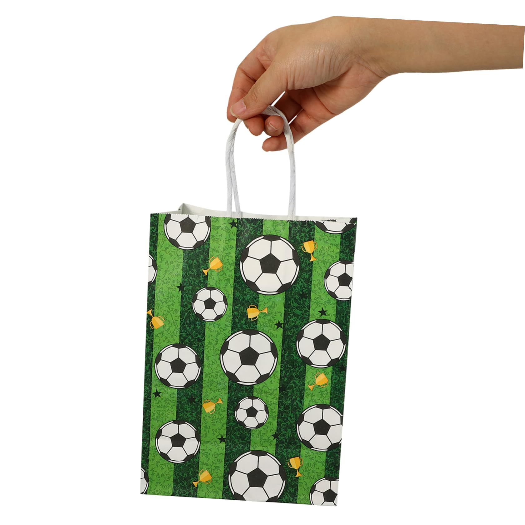 LALAFINA 96pezzi Sacchetti Di Carta Con Manici Borse Per Feste Di Calcio Compleanni Eventi Sportivi Per Snack Dolci e Piccoli Regali