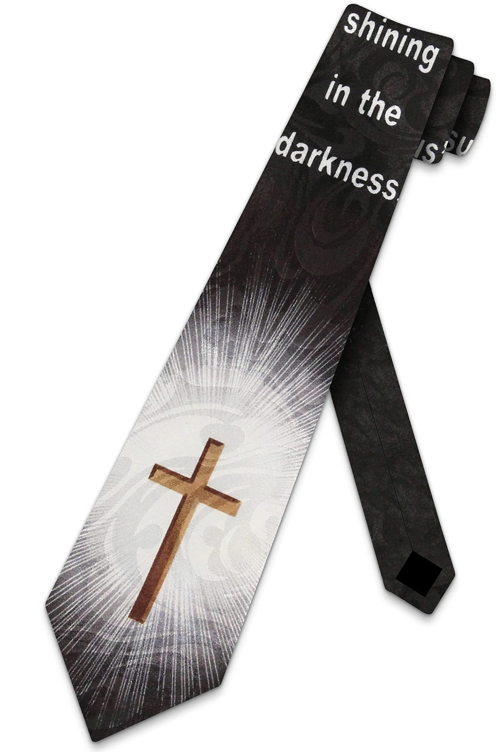 Zerosevenee Men's As Pic Cross Ties Religious Neckties Jesus Tie For Faith Necktie, Black, One Size
