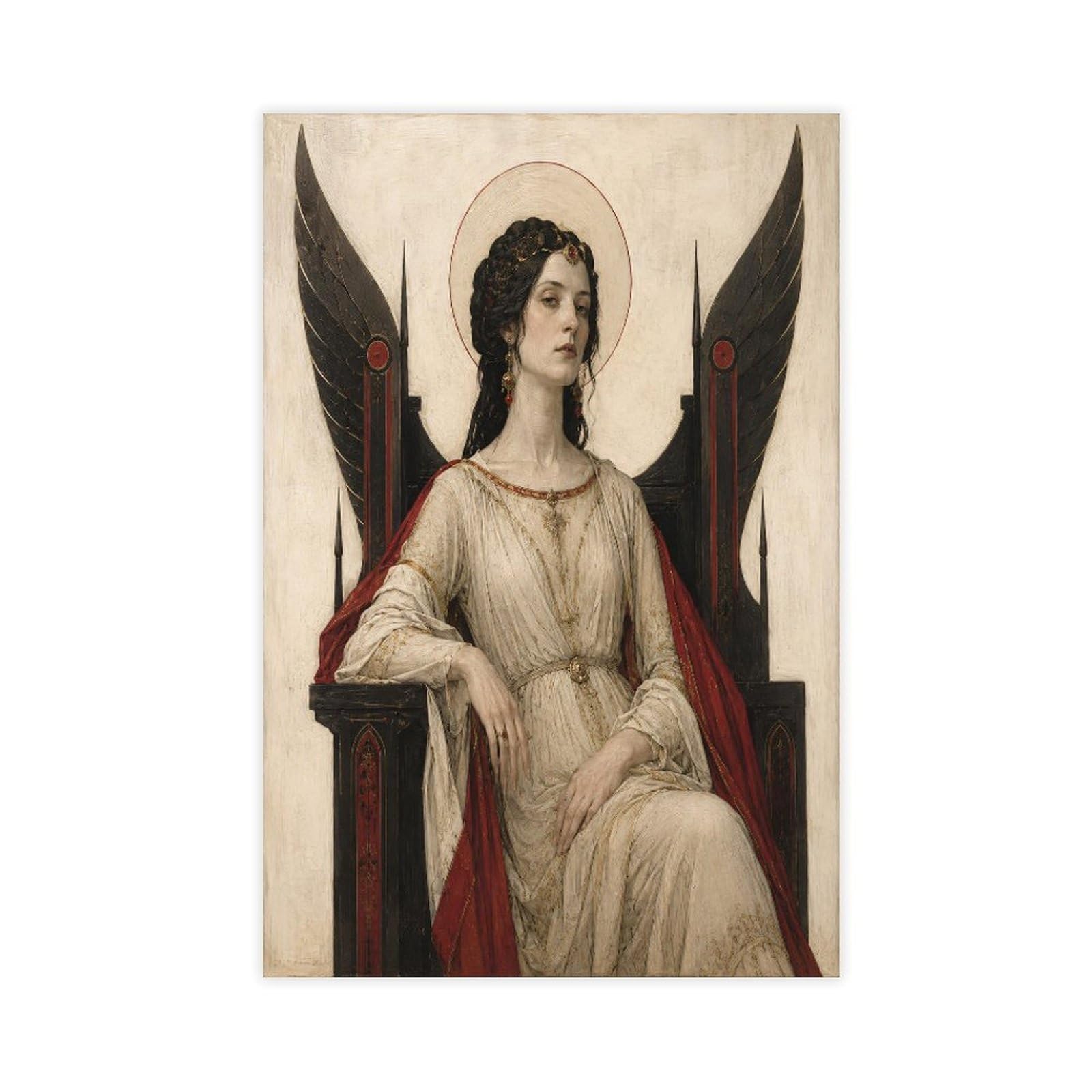W7c8u2x3 Unframe-Style-3 Gothic Winged Queen Canvas Wall Art, Black Wings Hallway