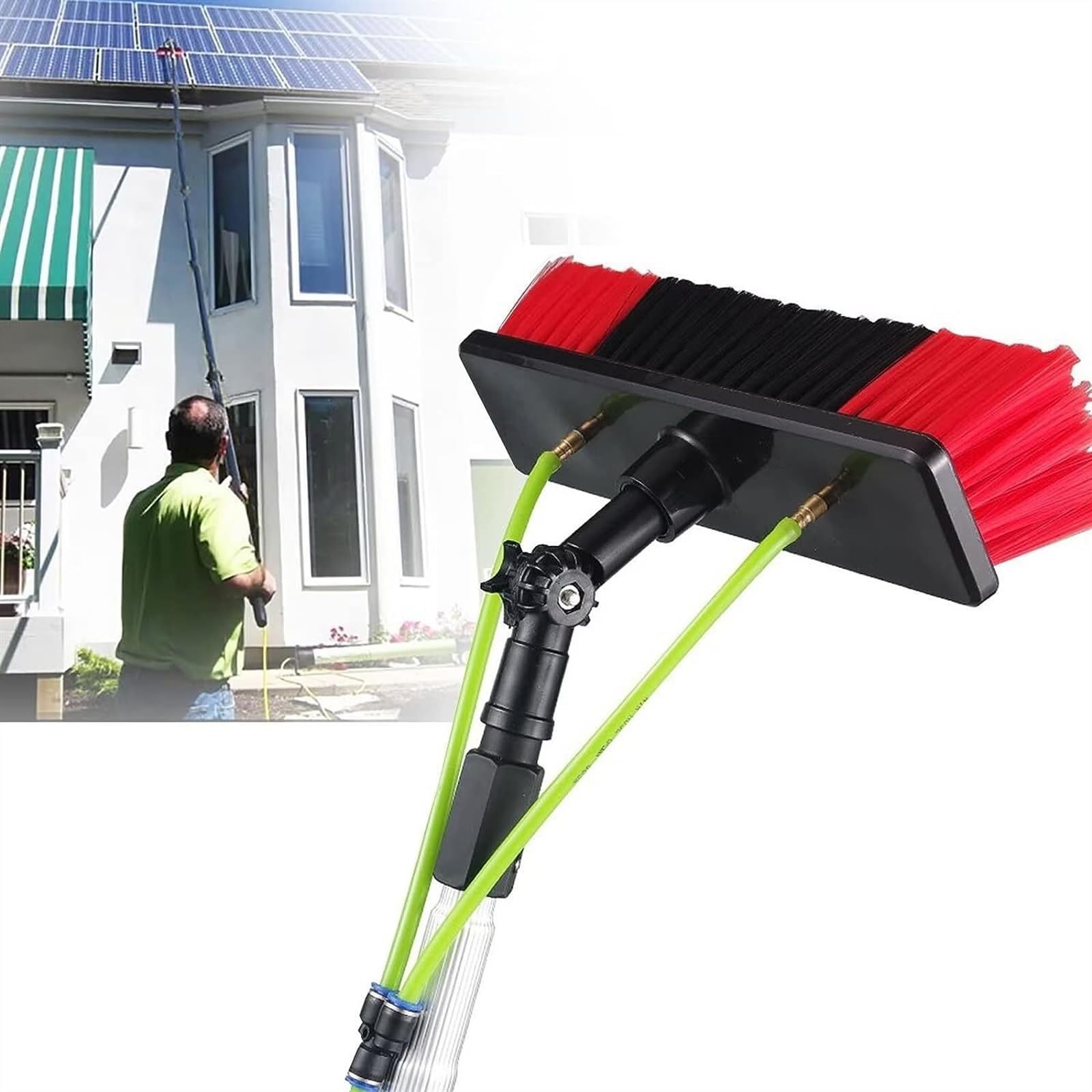 Aioneer Solar Panel Cleaning Kit 6M Water Fed Telescopic Brush Set With 30Cm Brush Head For Window Cleaning And Photovoltaics-9m/30ft Rod-30Cm Brush
