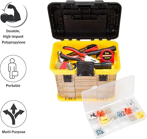 Miniatura 2 de Caja de herramientas Stalwart línea que cuenta con estantes, para piezas y artesanías, con 4 organizadores