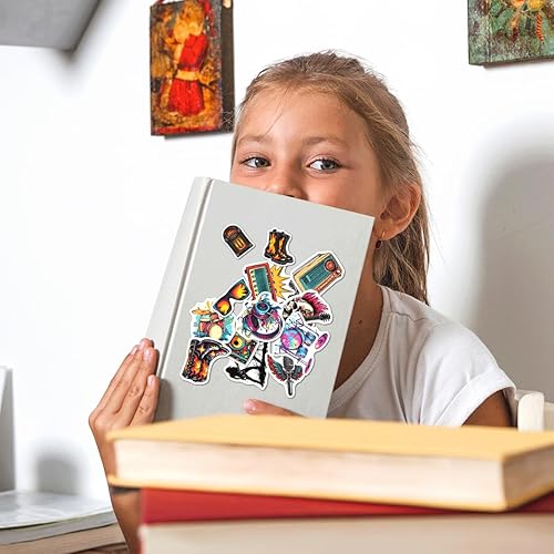 Miniatura 5 de Paquete de calcomanías de estilo retro para amantes y fanáticos del rock, 108 unidades, calcomanías de vinilo de estilo vintage, para portátiles,