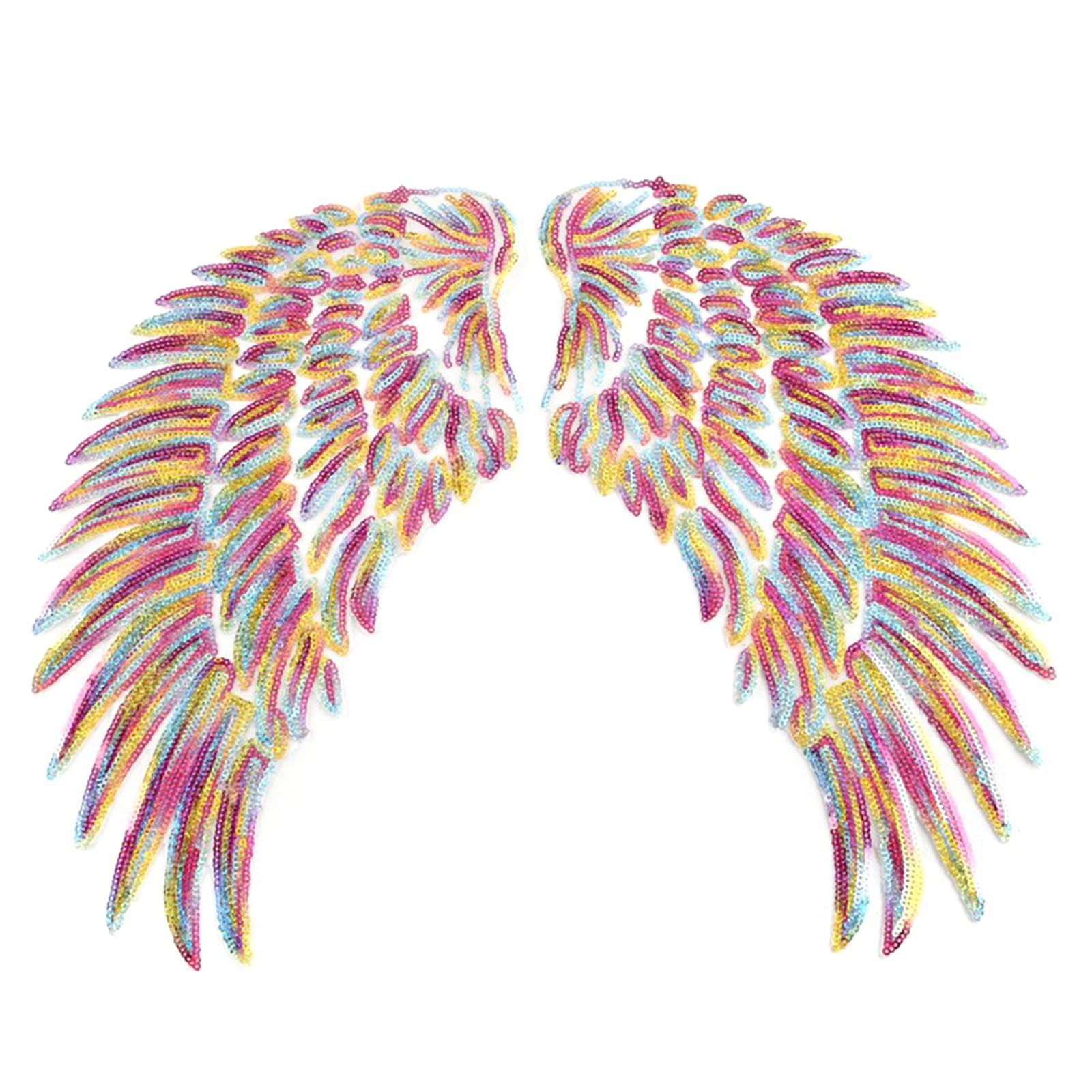 Tsophreniq 1 Pair Appliques Iron on Wing for Jackets Coat Cloth Cosplays Sequins Large Sewed on Big Patches Appliques Iron on