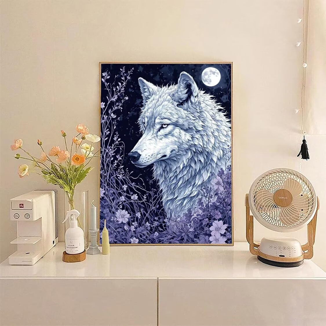 Malen nach Zahlen Kinder ab 7 8 9 10 Jahre, Mond Wolf Malen nach Zahlen Erwachsene Jugendliche Malen-Nach-Zahlen Kinder Teenager Kreatives für Mädchen Geschenkideen Malen nach Zahlen 100x130 cm z-976