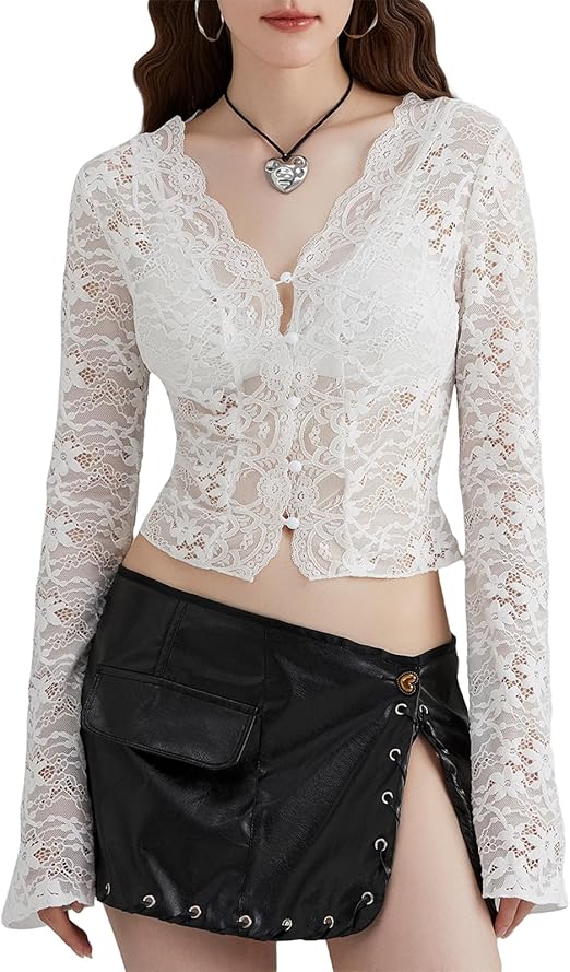 未使用⭐︎acka⭐︎sheer over flare blouse sheer over flare blouse – Acka online store