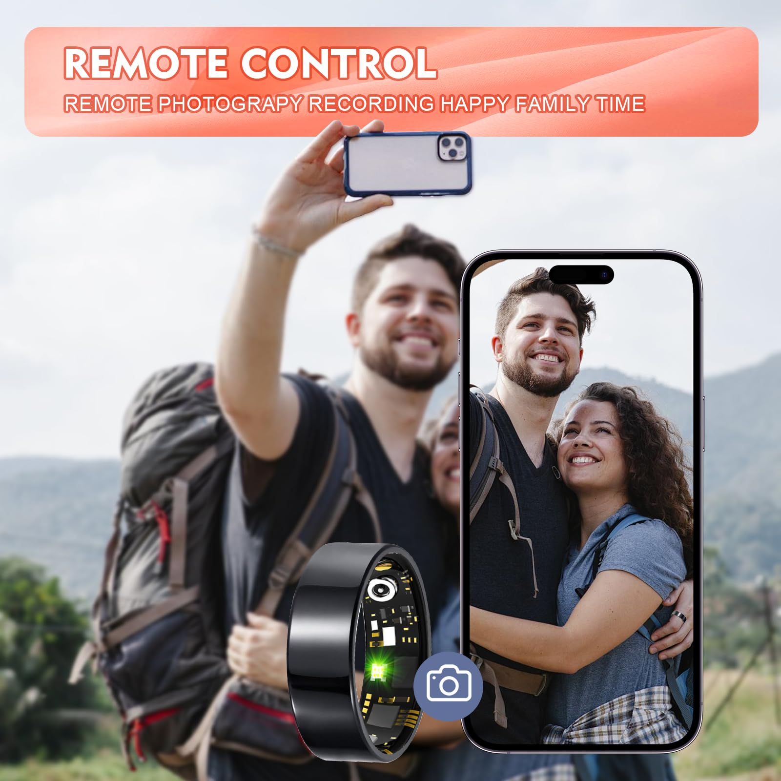 Smart Ring Health Tracker per donne e uomini, monitoraggio del sonno con frequenza cardiaca, SpO₂, pressione sanguigna, anello fitness per monitoraggio attività, senza abbonamento, anello Step Tracker