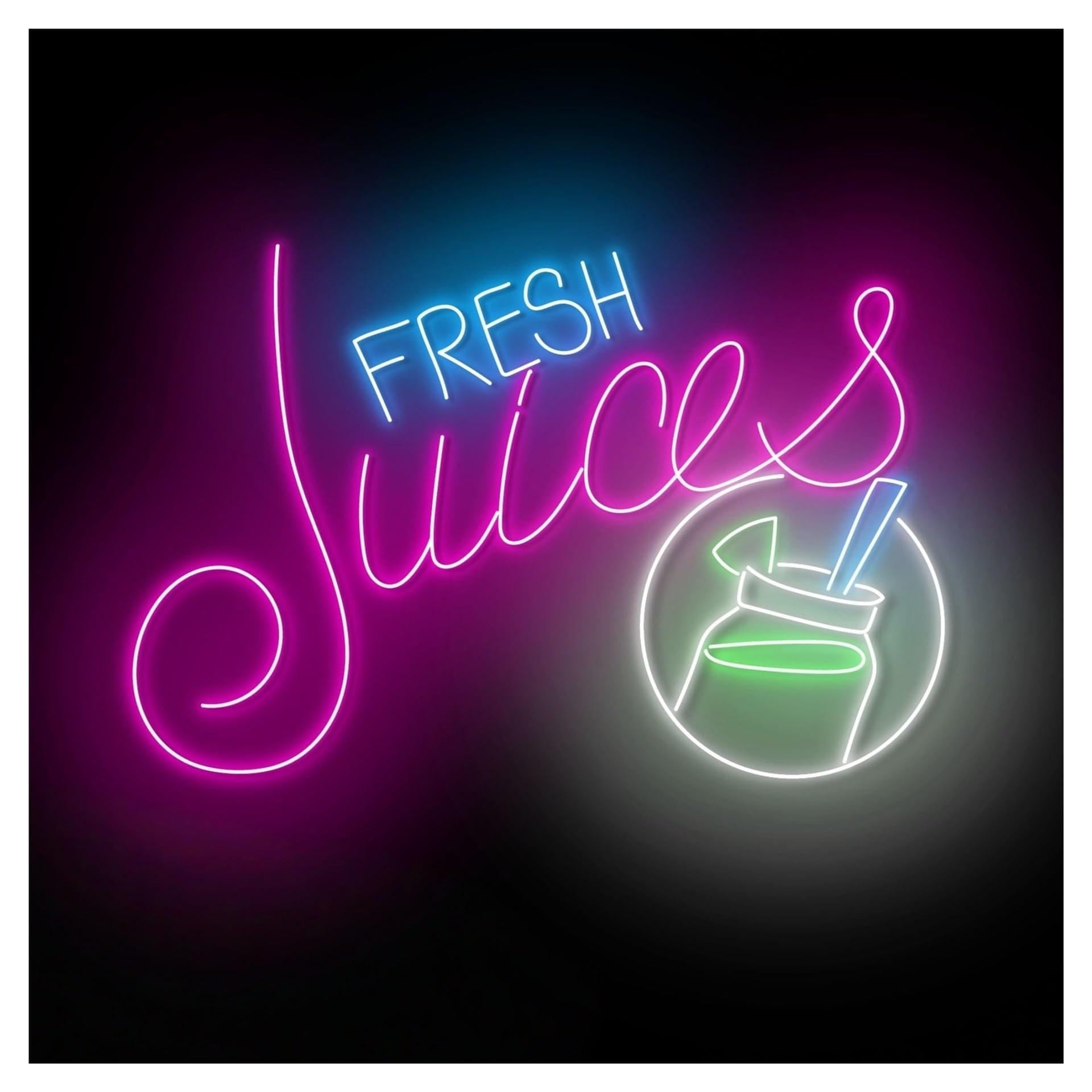 XENITE Luces Art Decoration Christmas Letrero De Neón Fresh Juices Con Luz LED Regulable Para Cafeterías, Cócteles, Pubs, Clubes, Fiestas De Cumpleaños, Decoración De Pared 50cm