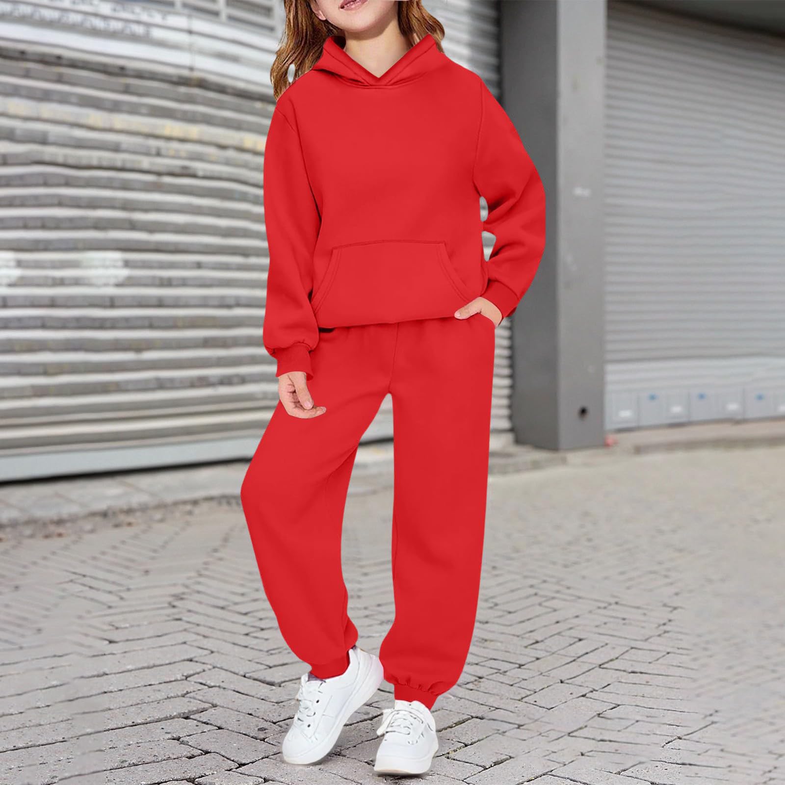 Fulidngzg Tuta Completa Bambine Ragazze Invernale in Cotone Misto 2-14 Anni 2 Pezzi Completo con Felpa con Cappuccio e Pantaloni Tute da Ginnastica Bambini Ragazzi Caldo Elegante per Sportivo