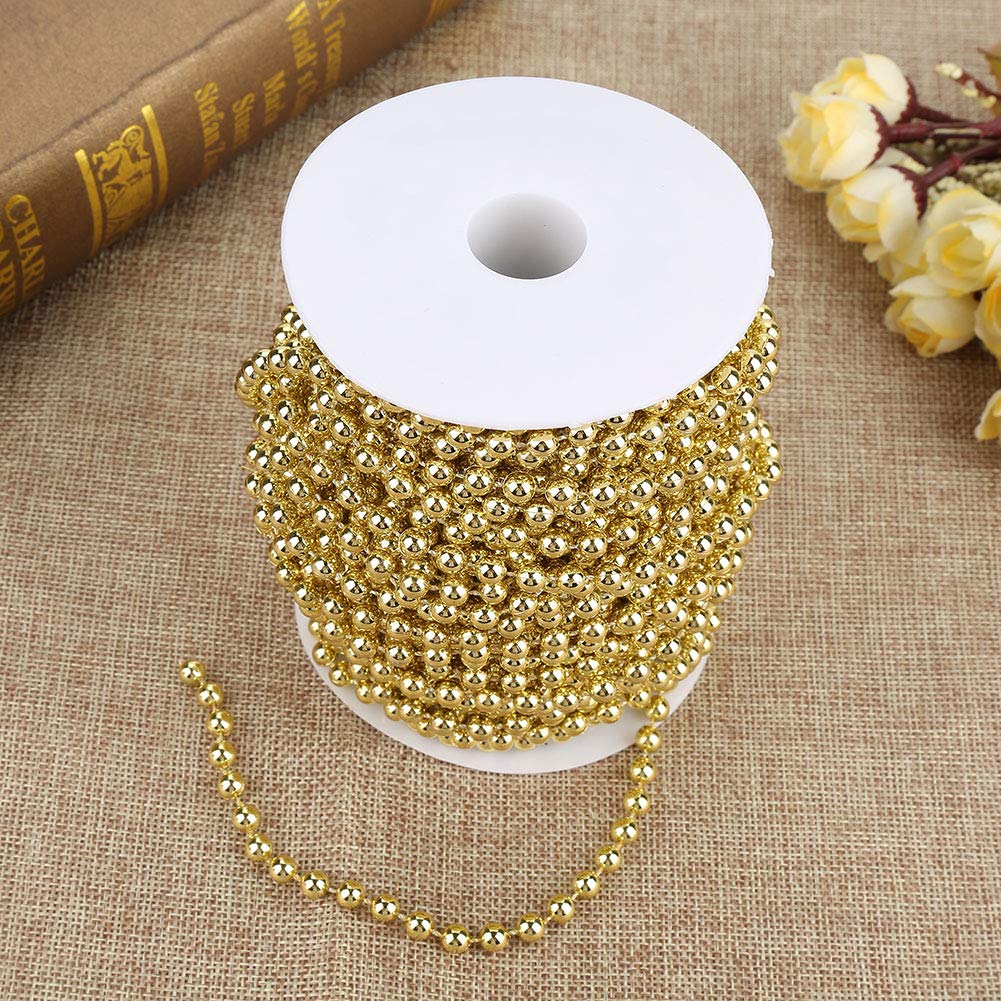 TOPINCN Half Round Pearl Bead Garland String 25M Flat Pearl Beaded Spool Roll Crafts for Wedding Party Decoration DIY Wedding Decoration (Gold) - Image 3
