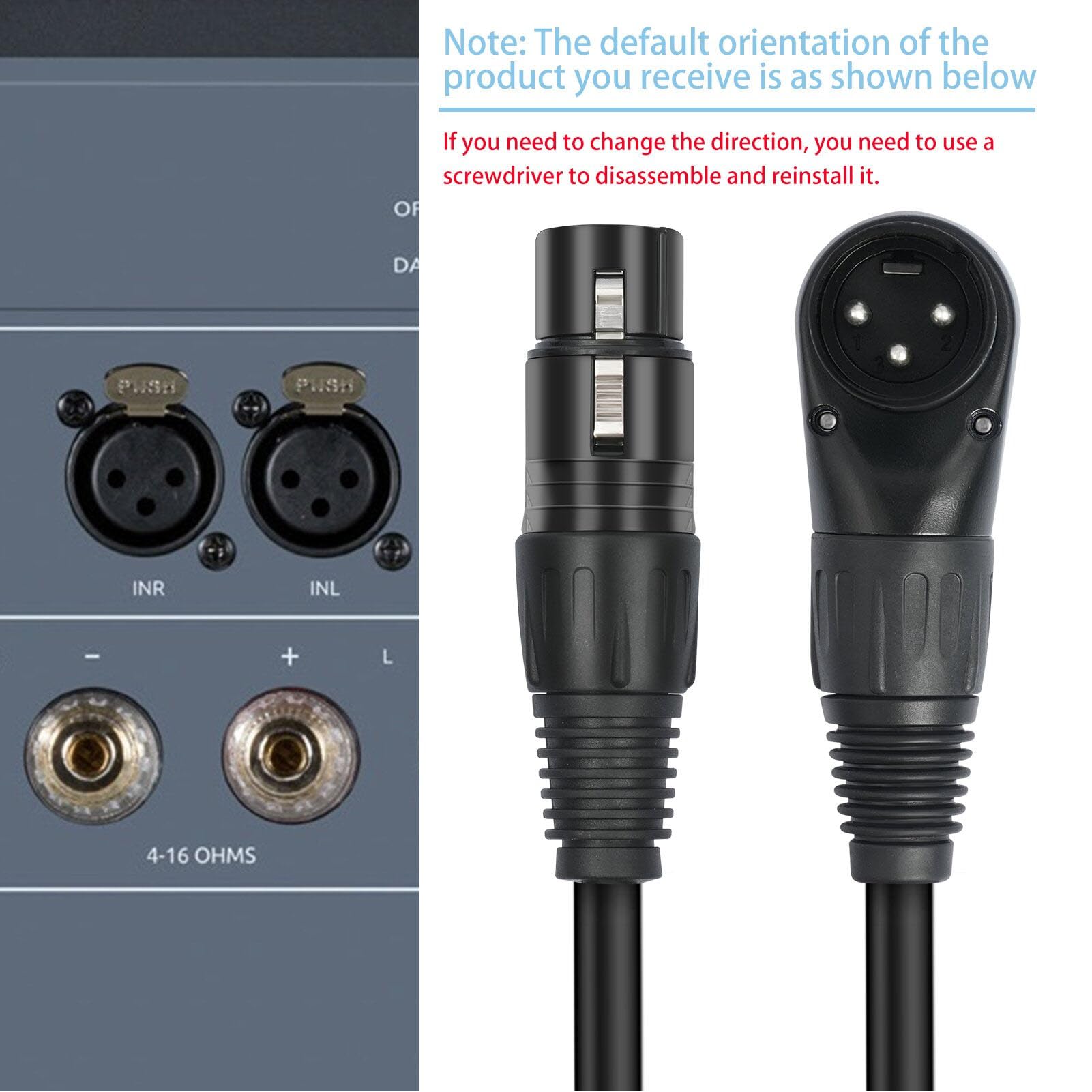 Cocoarm Cavo Microfonico XLR, Adattatore in PVC da 90 Gradi per Mixer da Studio e Altoparlanti con Angoli Regolabili (30 cm / 11,81 pollici)