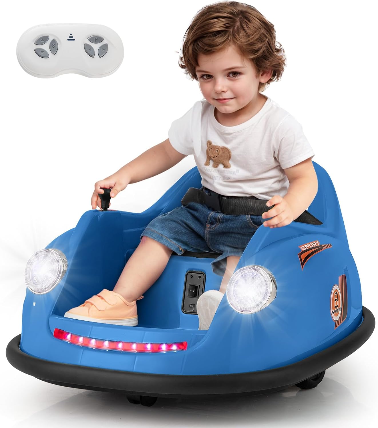  ( similar) Costzon Bumper Car for Toddler, 12V Electric Kids Ride on Bumper Car with Remote Control, 360 Degree Spin, LED Lights, Music, Battery Powered Baby Bumping Toy Gift for Toddlers 2-5 Years Old (Navy)