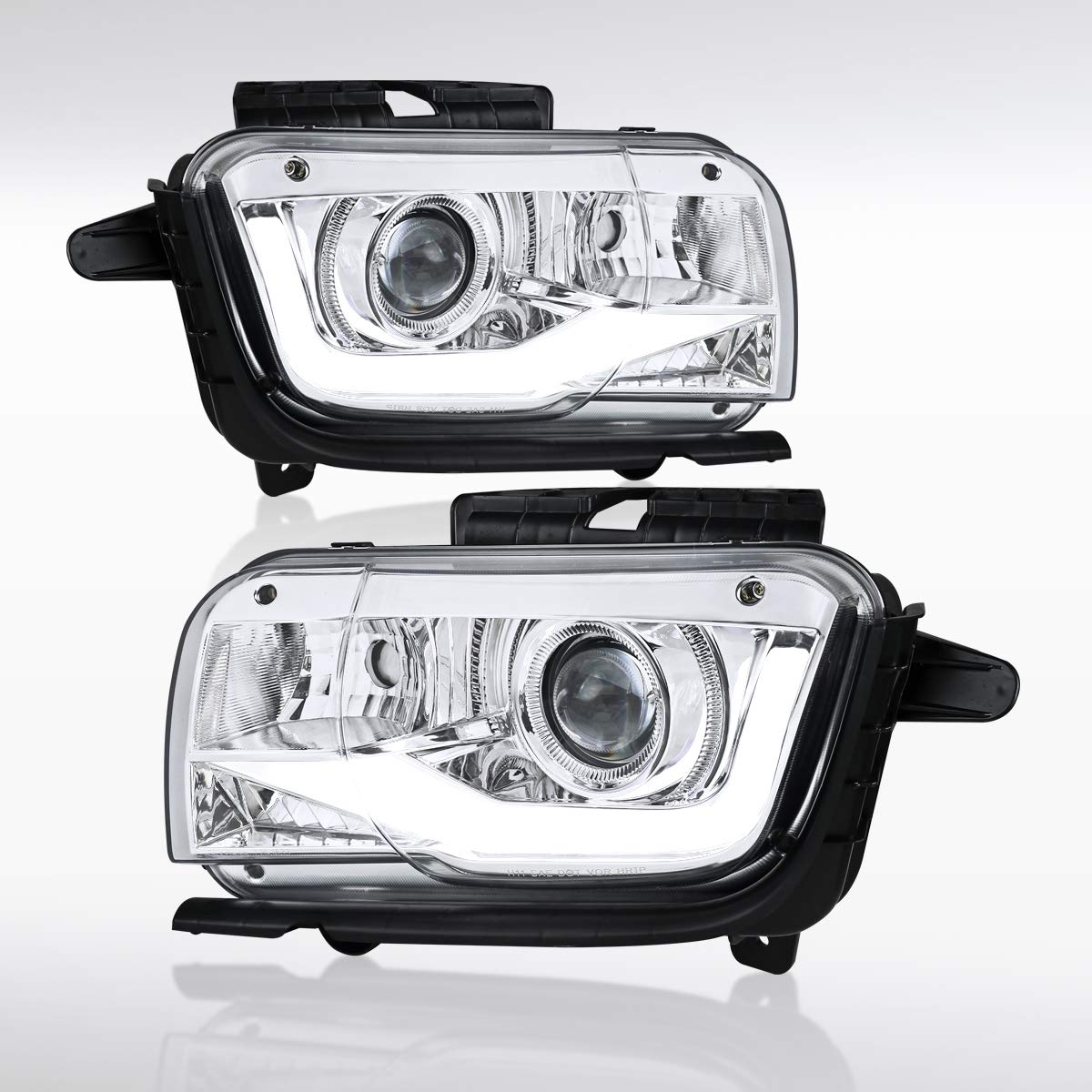 Autozensation Compatible with Chevy Camaro 2010-2013, Led Tube Light Bar Projector Headlights, L+R Pair Head Light Lamp Assembly