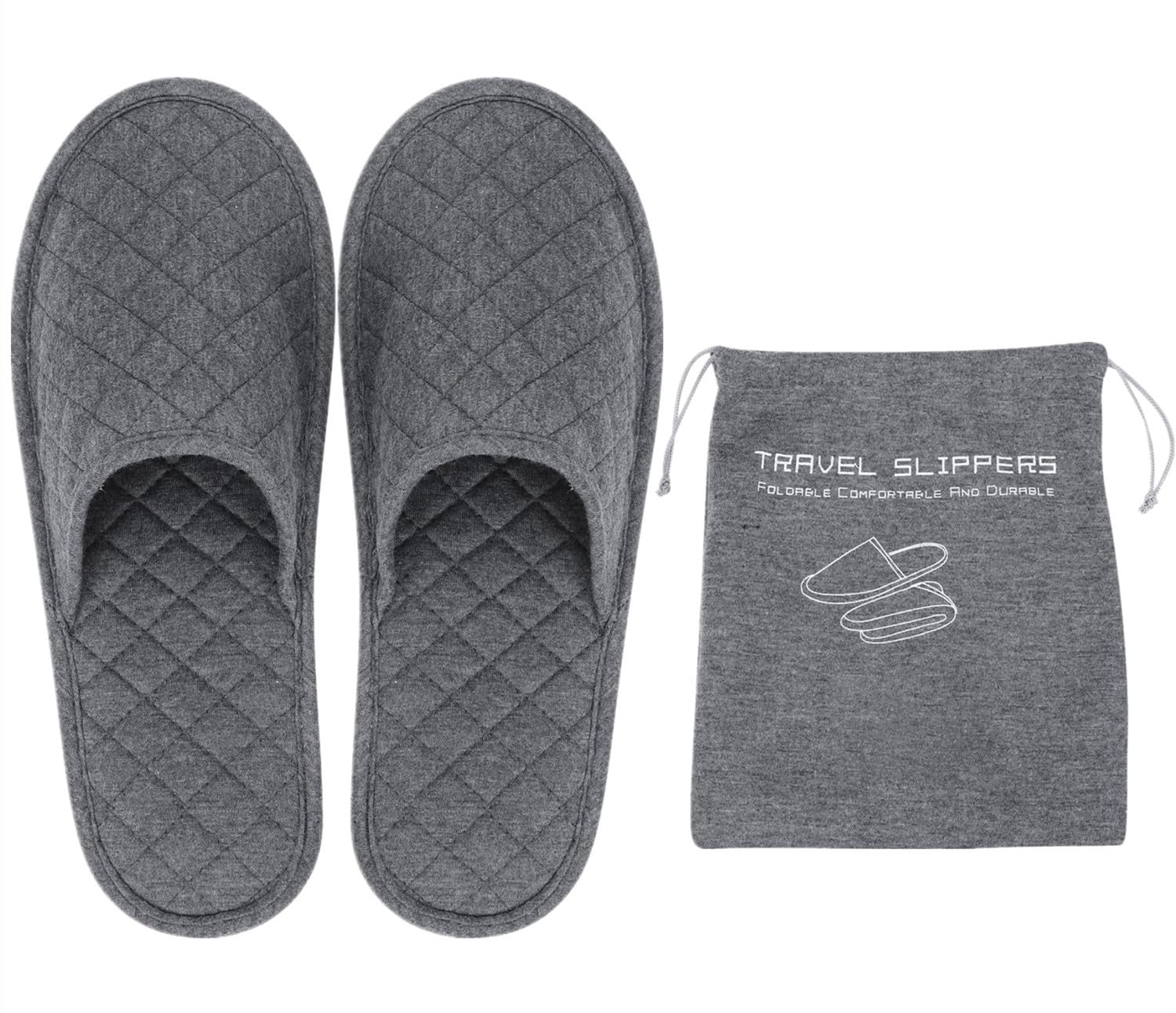 Ibluelover Portable Travel Spa Slippers Foldable Flat Closed Toe Home Shoes with Non-Slip Sole Spa Hotel Slippers Washable Guest Room Cotton Indoor