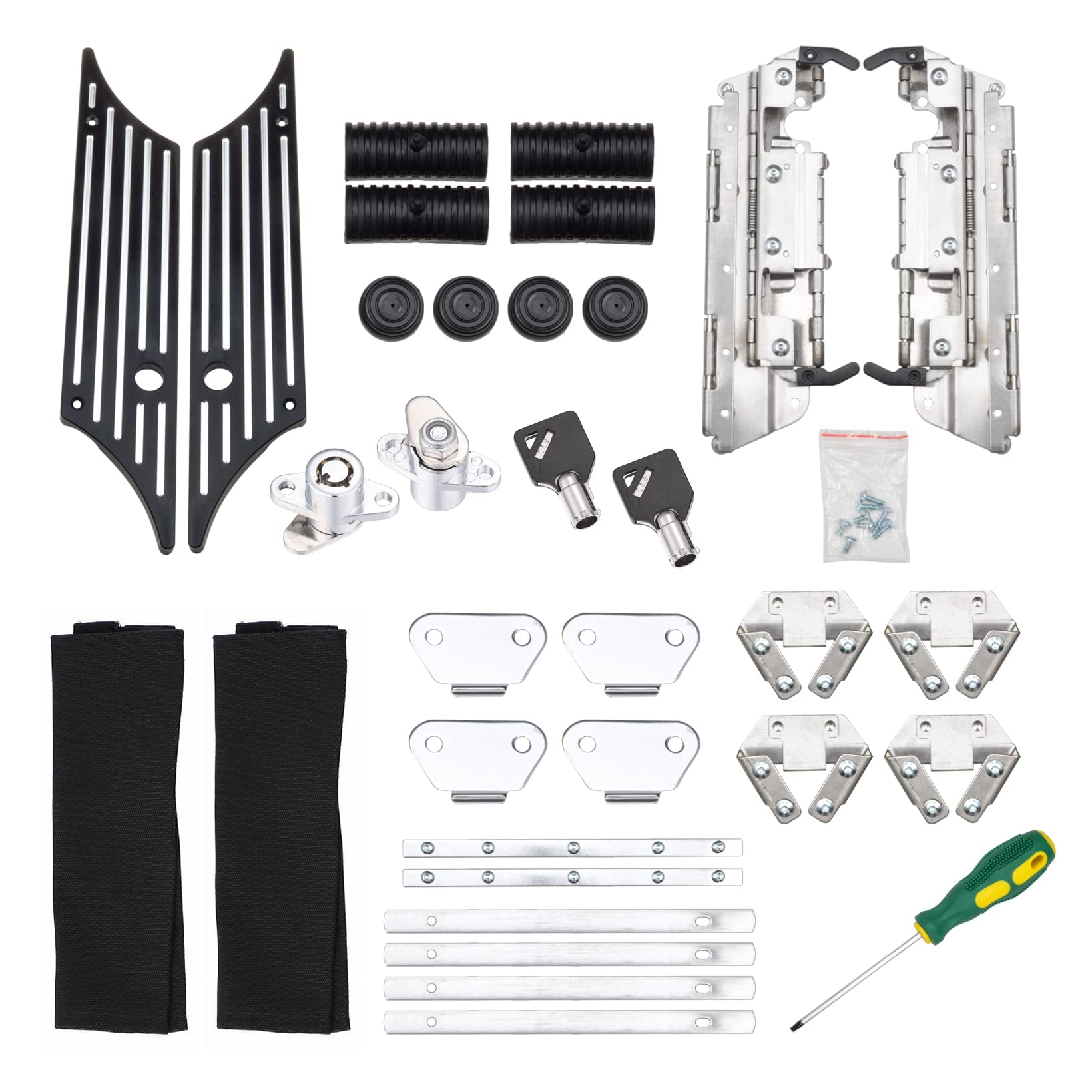 ANONEMOTO Saddle Bag Latch Hardware Kit, Saddlebag Latches Set, Rubber Mounts Hard Saddlebag Hardware Compatible for Harley Dvidson 1993-2013 Street Glide Electra Glide Road Glide Road King