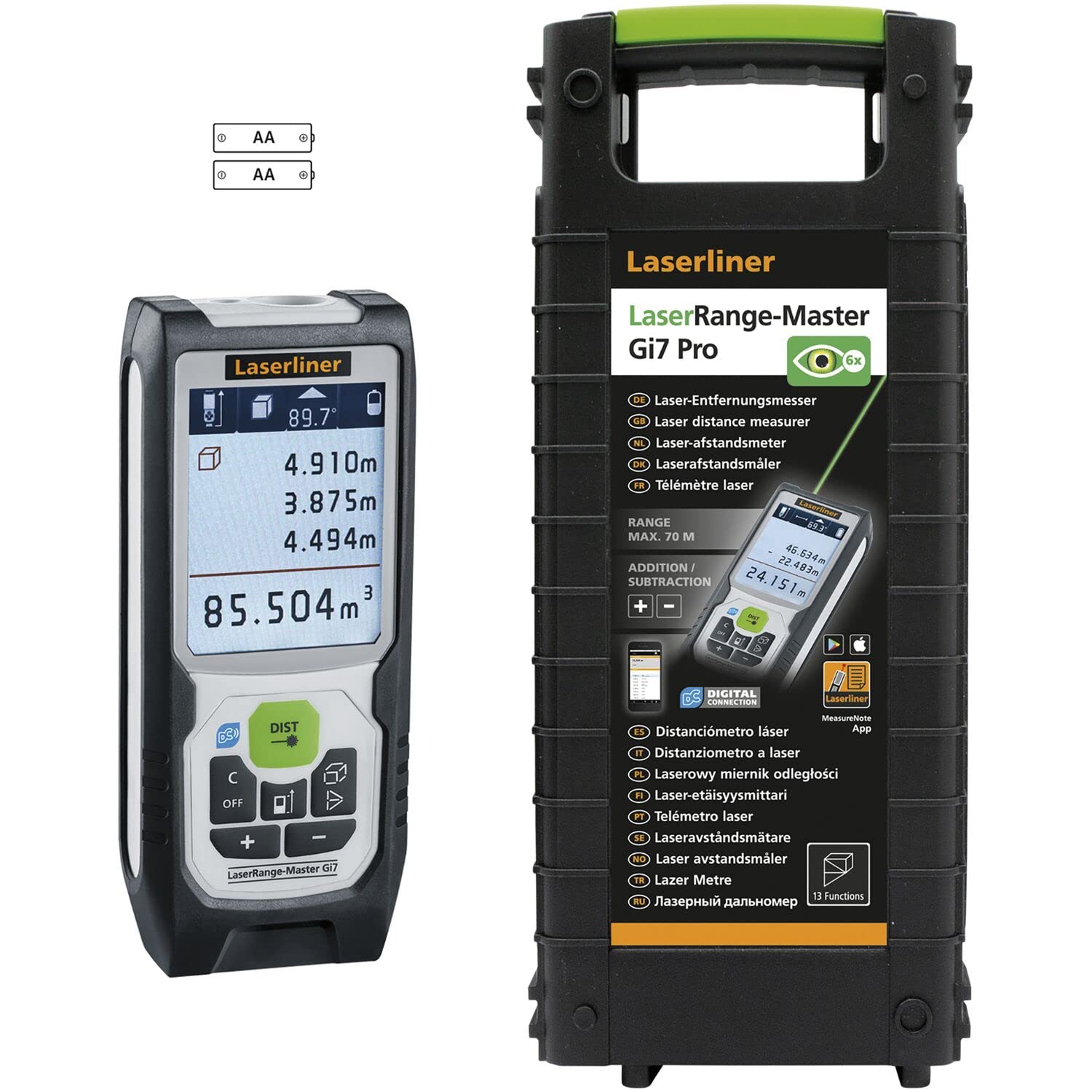 Laserliner Télémètre laser avec malette et piles LaserRange-Master Gi7 Pro BlackLine - Electroportatif et machine